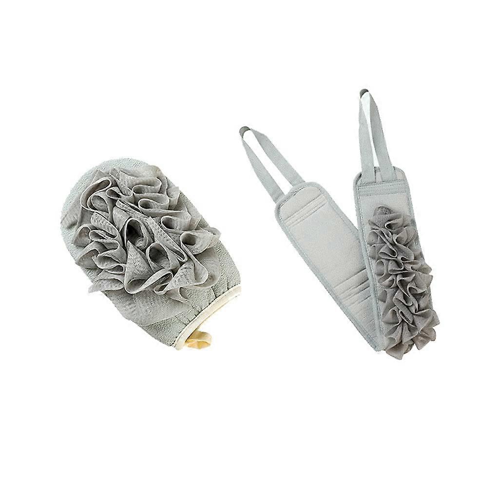 Peeling Waschlappen Peeling Bad Schwammhandschuhe Dual-Gebrauch 2 PCs Grau Mit Loofah Rückenschrubbe Für Männer Kinder