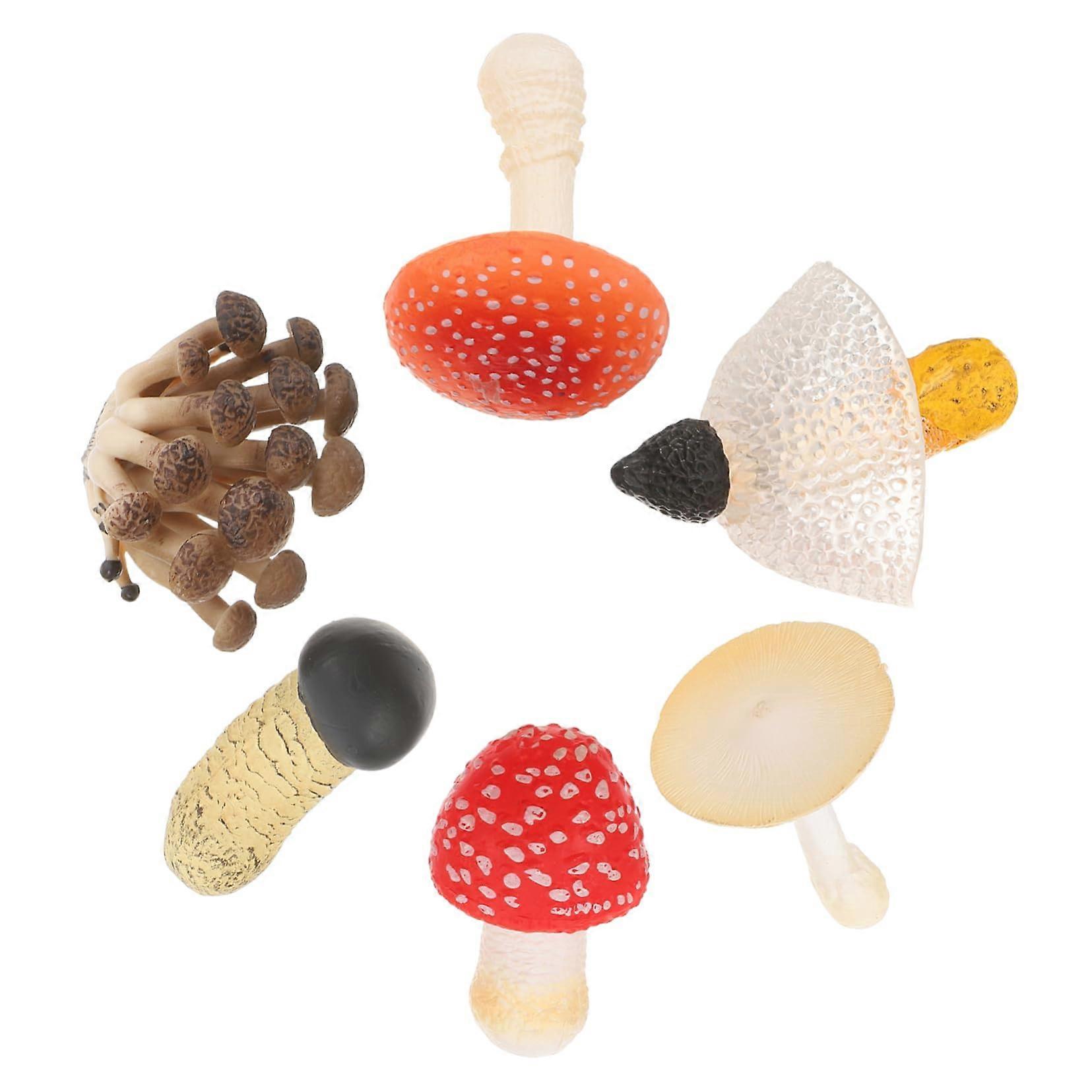 Mushroom Model Garden Ornaments Pack of 6 Realistic PVC Artificial Mushrooms for Outdoor Decor Statues