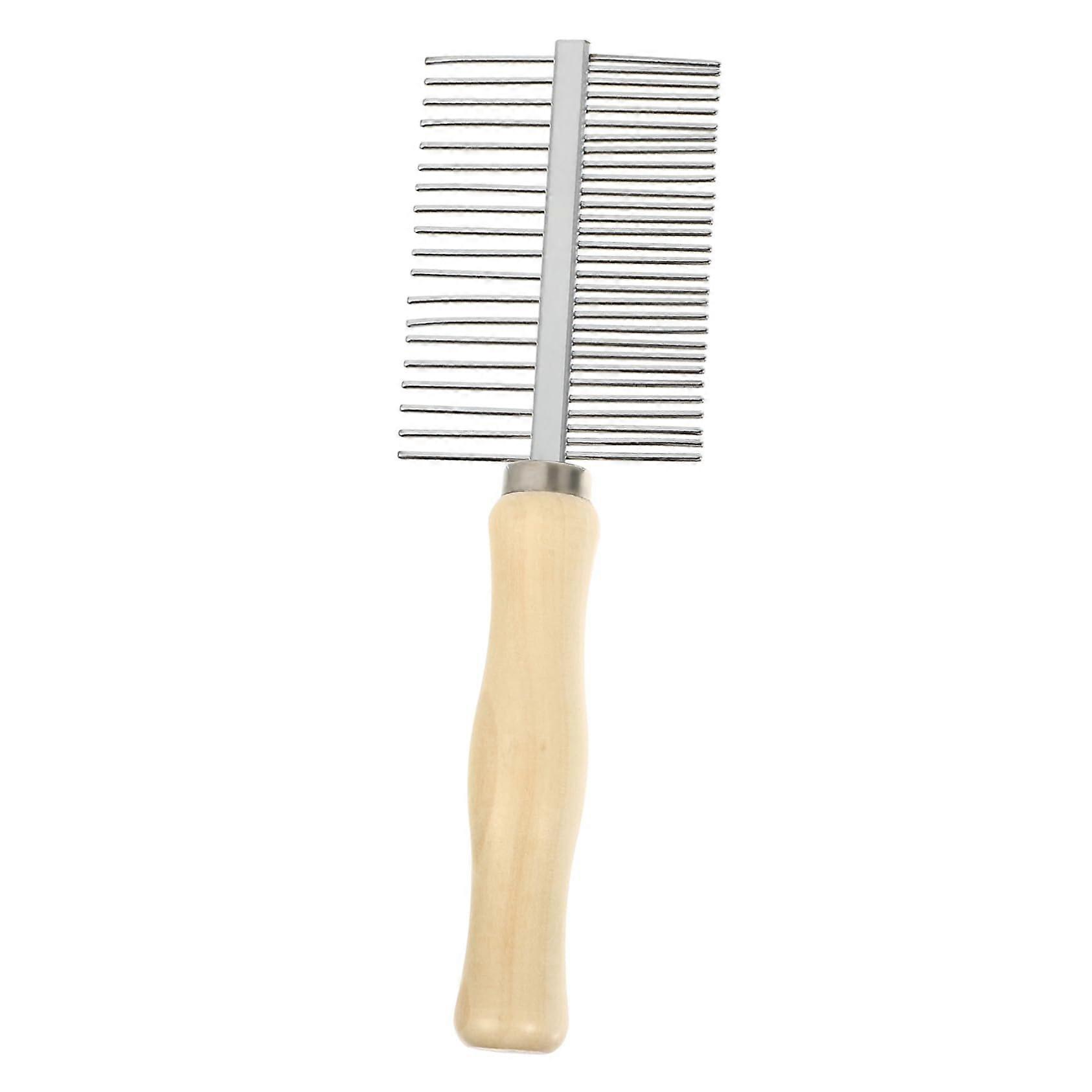 Stainless Steel Dog Cat Grooming Brush Doublesided Comb with Wooden Handle and Comfortable for Effective Coat Styling and Detangling