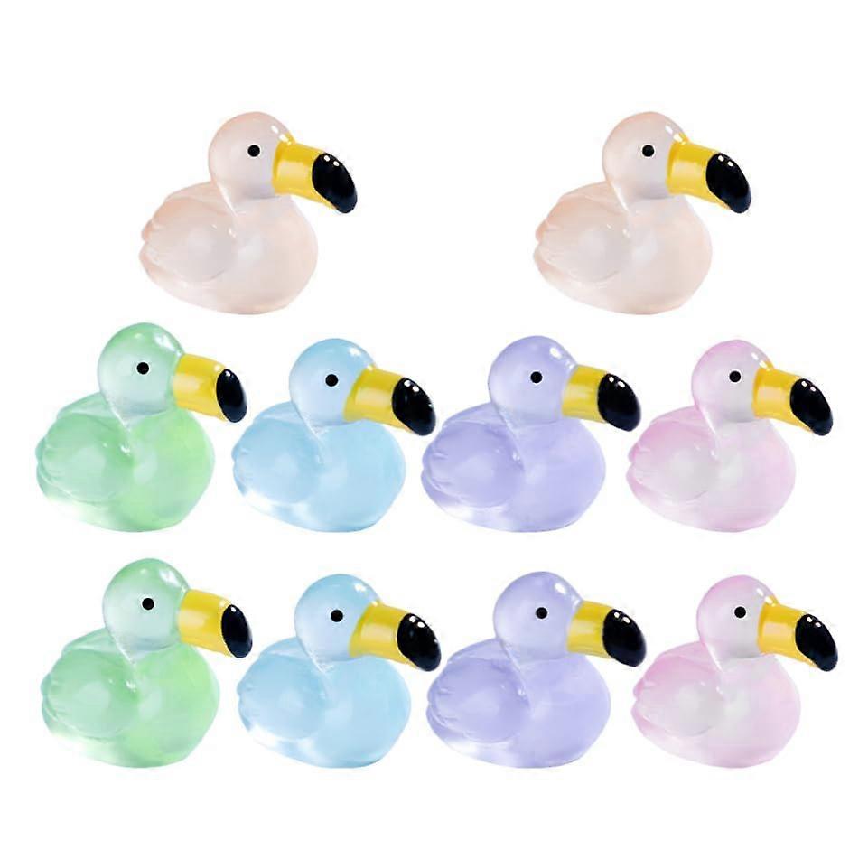 Mini Flamingo Figures Made of Resin Luminous Garden Decoration for Aquarium