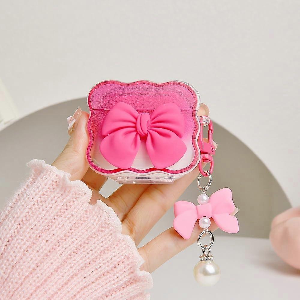 Bow tie design shockproof Airpods 4 protective case, rose bow
