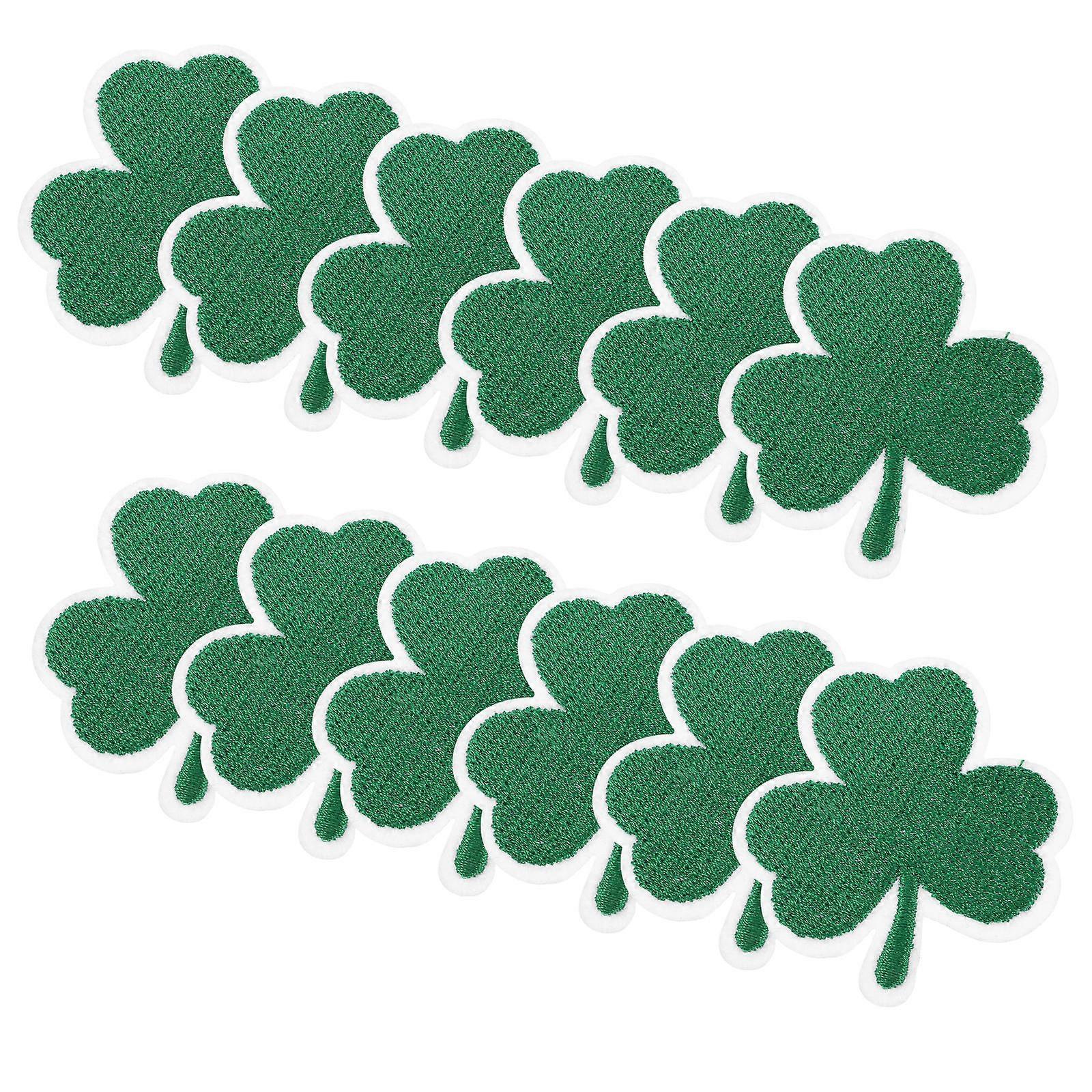 Embroidered Motif Applique Shamrock Applique Clothes Patch Polyester Craft Enthusiasts 12Pcs