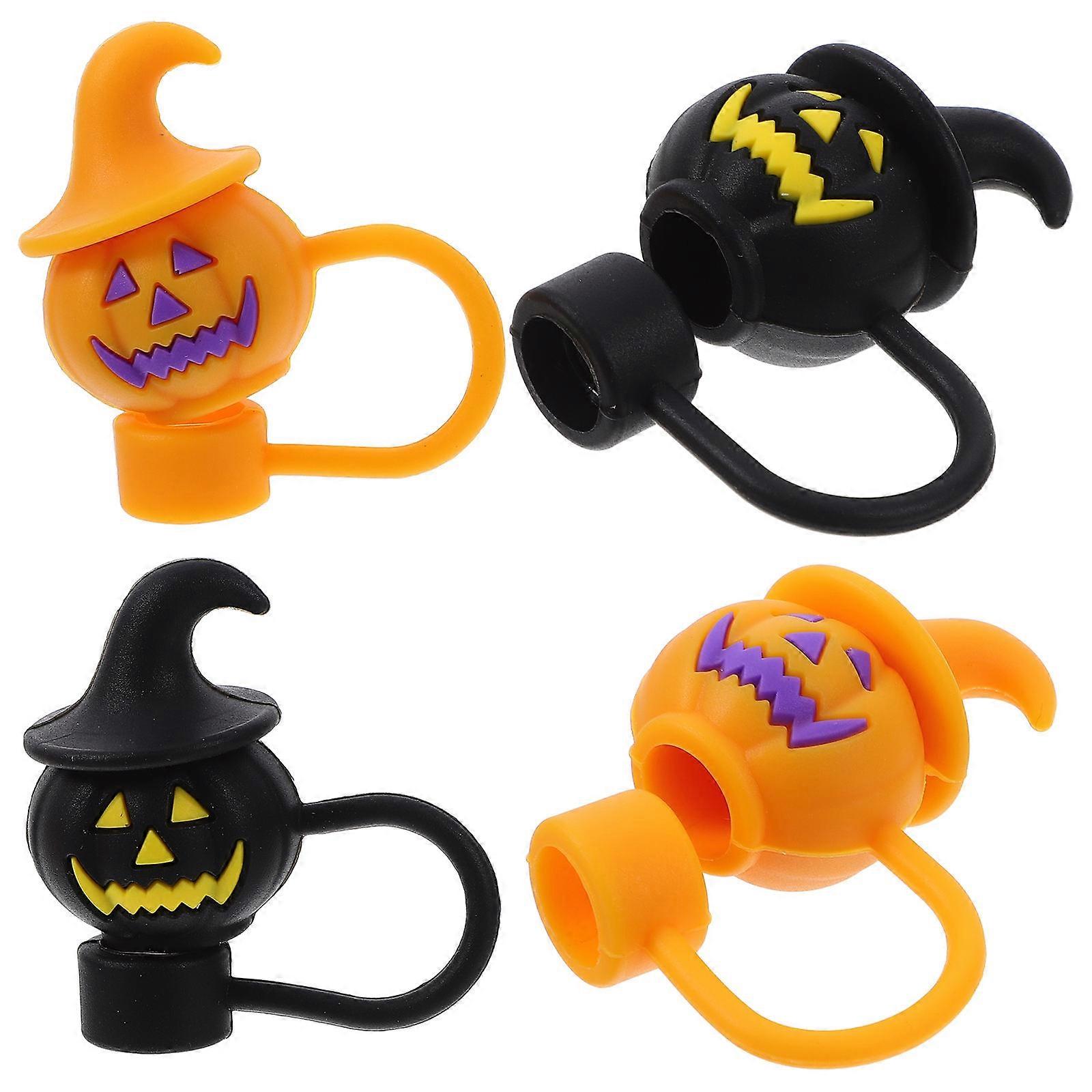 Silicone Straw Tips Reusable Dishwasher Safe For Themed Parties Halloween Accessories 4Pcs