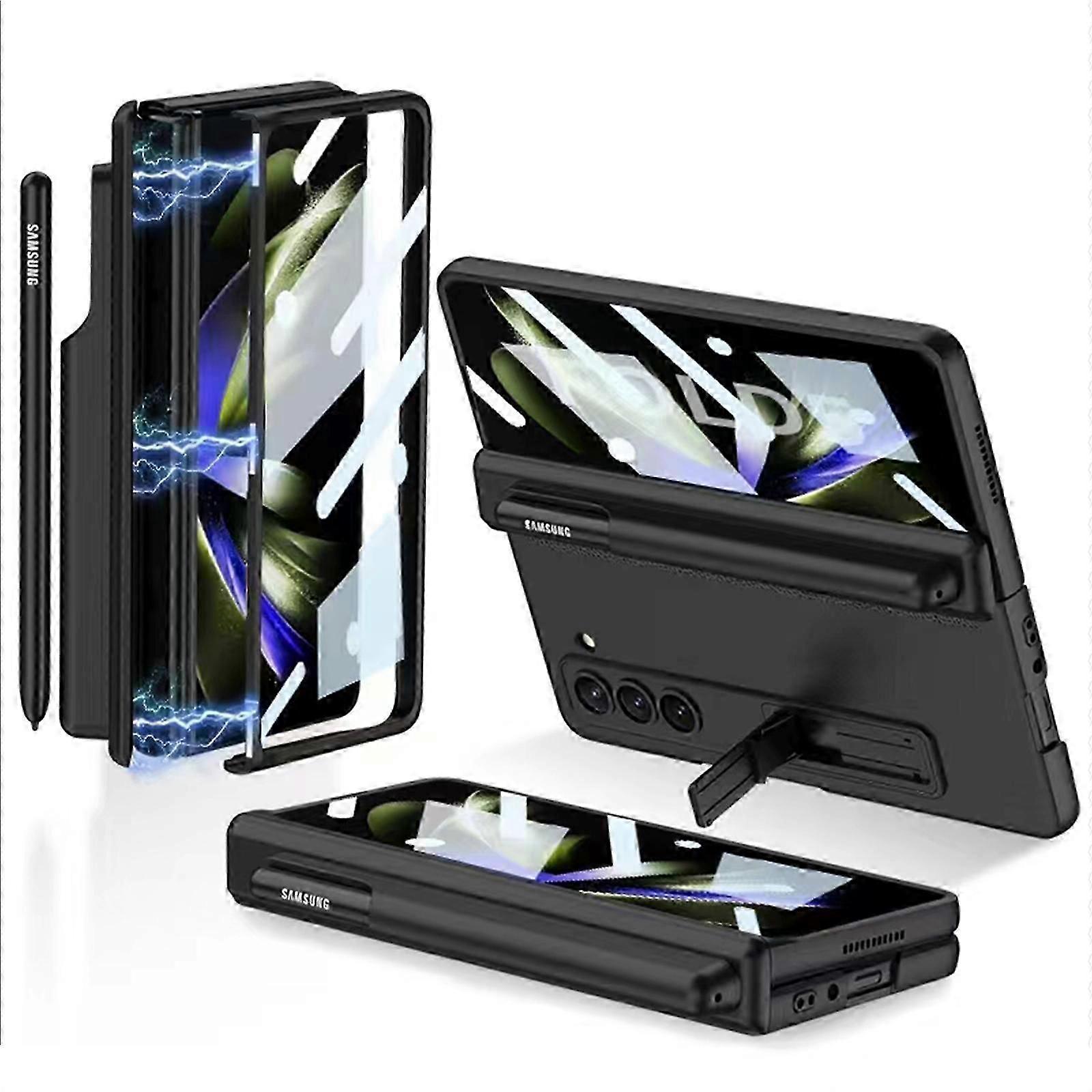 Ekran Koruyuculu Samsung Galaxy Z Fold 5 Kılıfı, Menteşe Korumalı Z Fold 5 Kılıfı S Kalem Yuvası Ayarlanabilir Kickstand için