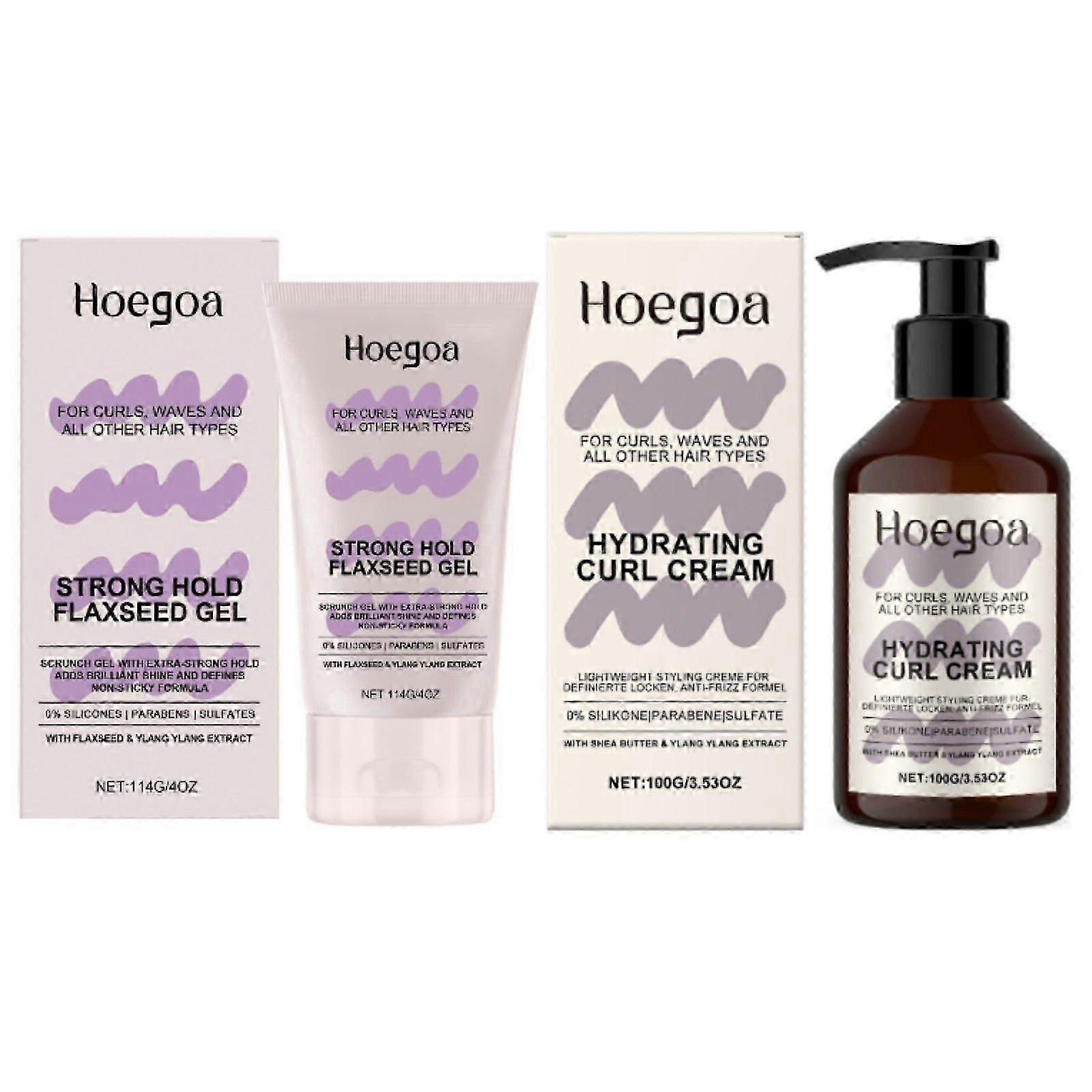 Curls Strong Hold Gel + Hydrating Curl Cream Set, Long-lasting Extra Strong Scrunch Gel for Defined Curls, Curl Cream for Smooth & Defined Curls, Anti