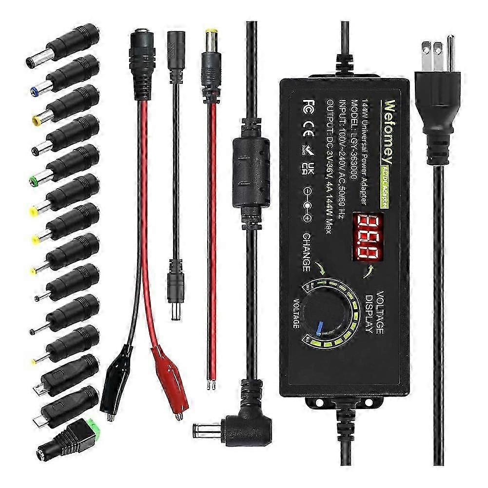 Universal Power Supply 3V-36V 4A 144W Adjustable Variable AC/DC Adapter Charger, 100V-240V AC to DC