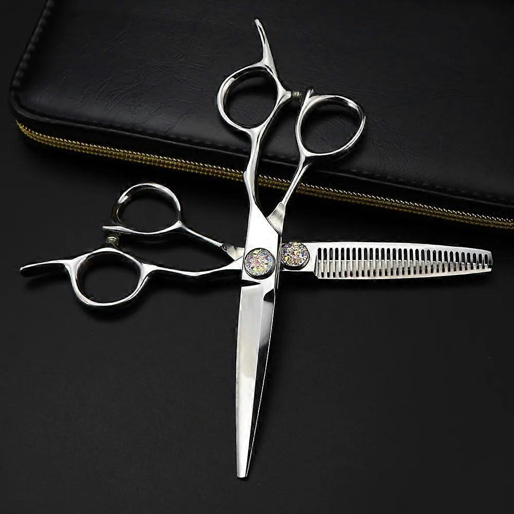 Haarschneideschere 6 Zoll Professional Japanese 440C Hair Cutting Scissors Set with Thinning Shears and Gemstone Design