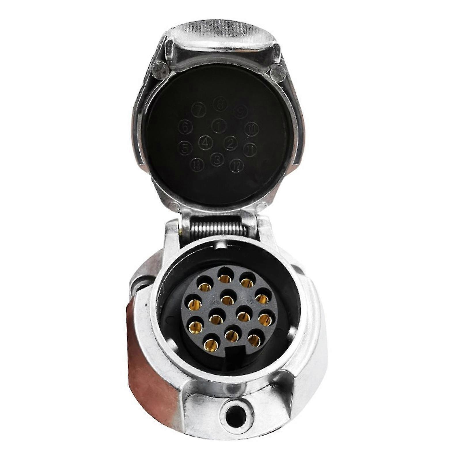 13 Pin 12V Aluminum Alloy Trailer Socket - Female Connector for Standard Trailers & Caravans - Durable and Reliable Hitch Accessory