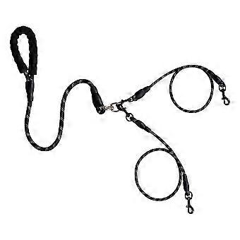 Double Dog Cable Leash, No Tangle Reflective Split Rope, Shock Absorbing, 34 Inches