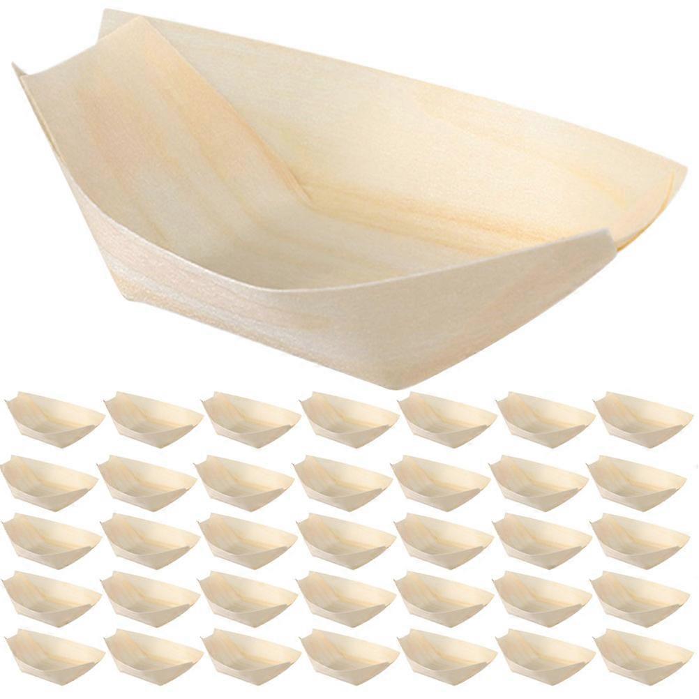 Boat Shape Sushi Tray Snack Dish Space Saving Stackable For Pool Parties Beige 8.50X6.00X2.50CM 250Pack