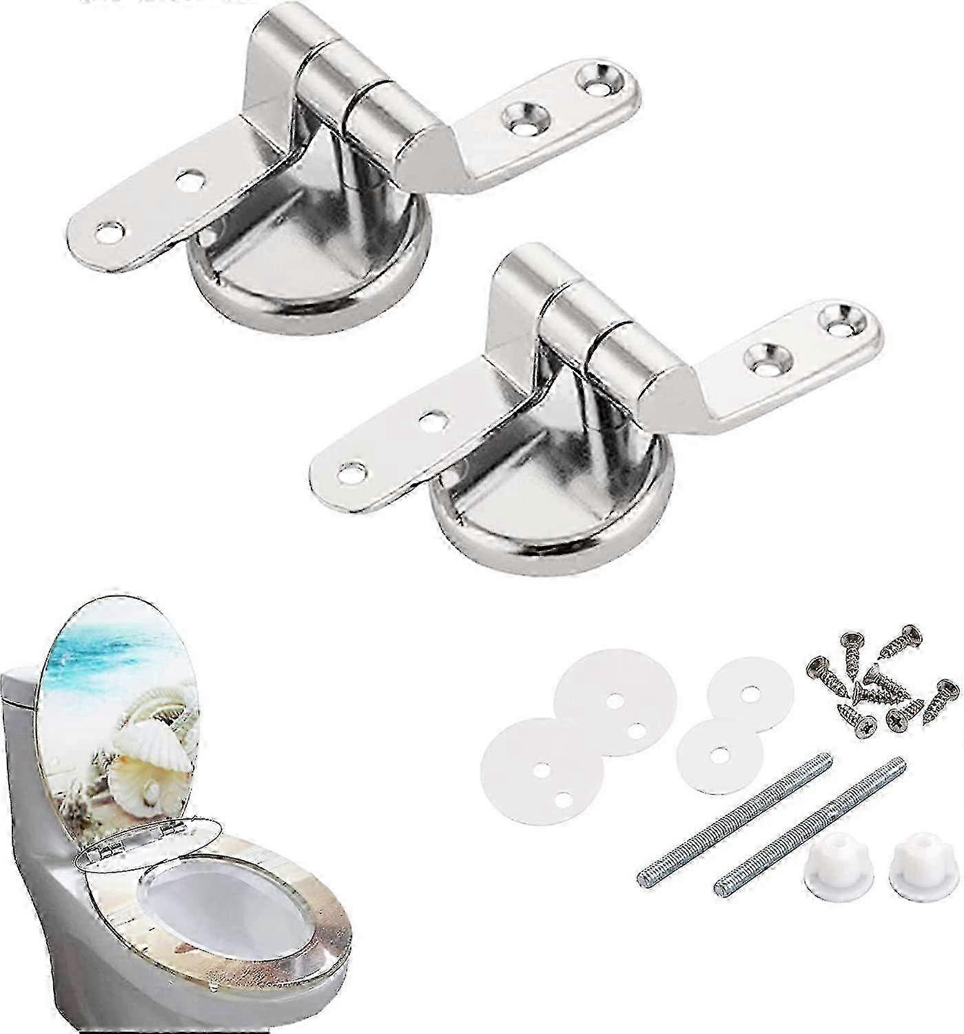 Replacement Toilet Seat Hinges with Durable Chrome Finish, Zinc Alloy Toilet Seat Accessory Set for Installing Fixed Toilet Seat Parts, Compatible wit