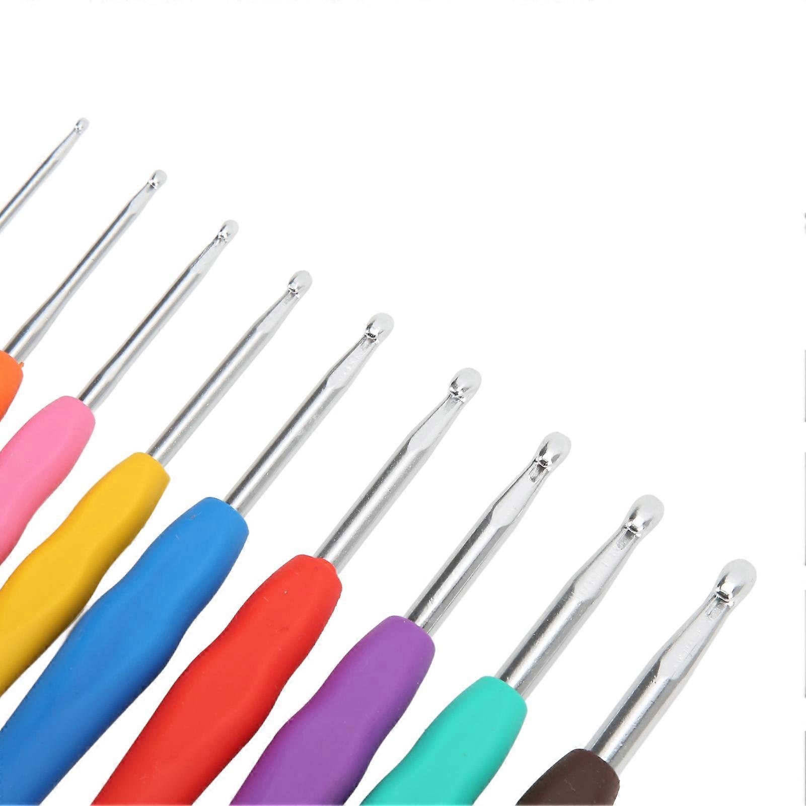 9Pcs Crochet Hooks Multi Sizes Soft Comfortable Handle Single Head Crochet Set for Knitting Blankets Hats DIY Crafts