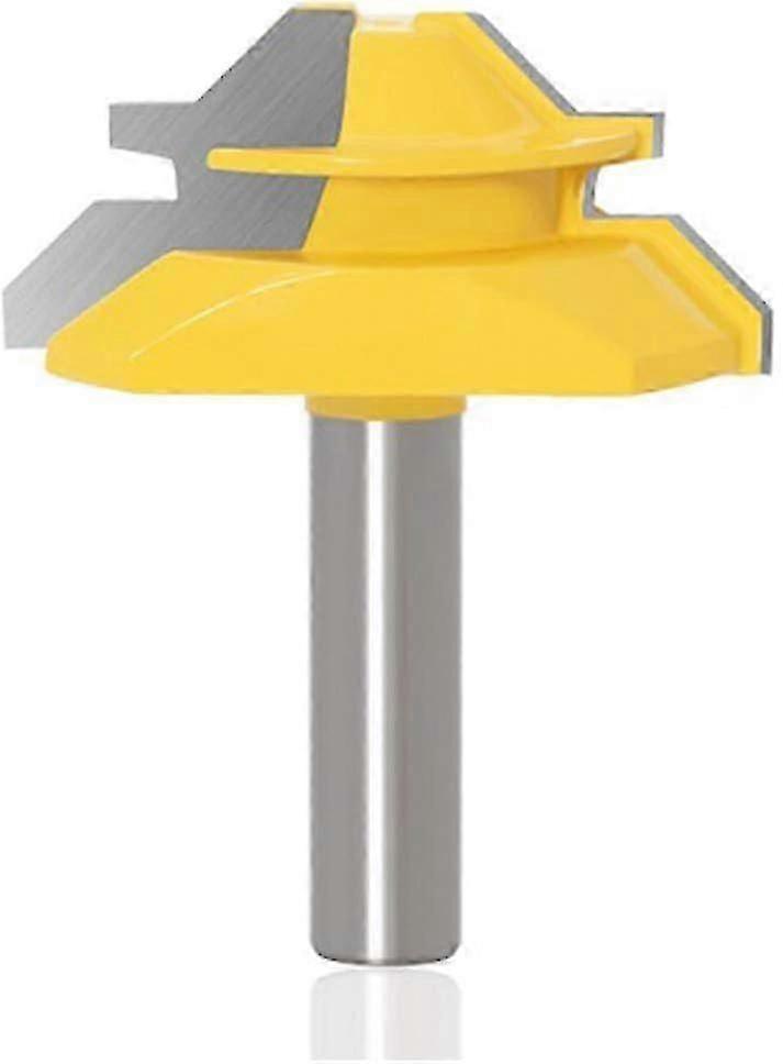 45-Degree Miter Router Bit - 8mm Slotting Cutter for Woodworking Projects (51mm Diameter, Yellow Finish) - Precision Cutting Tool