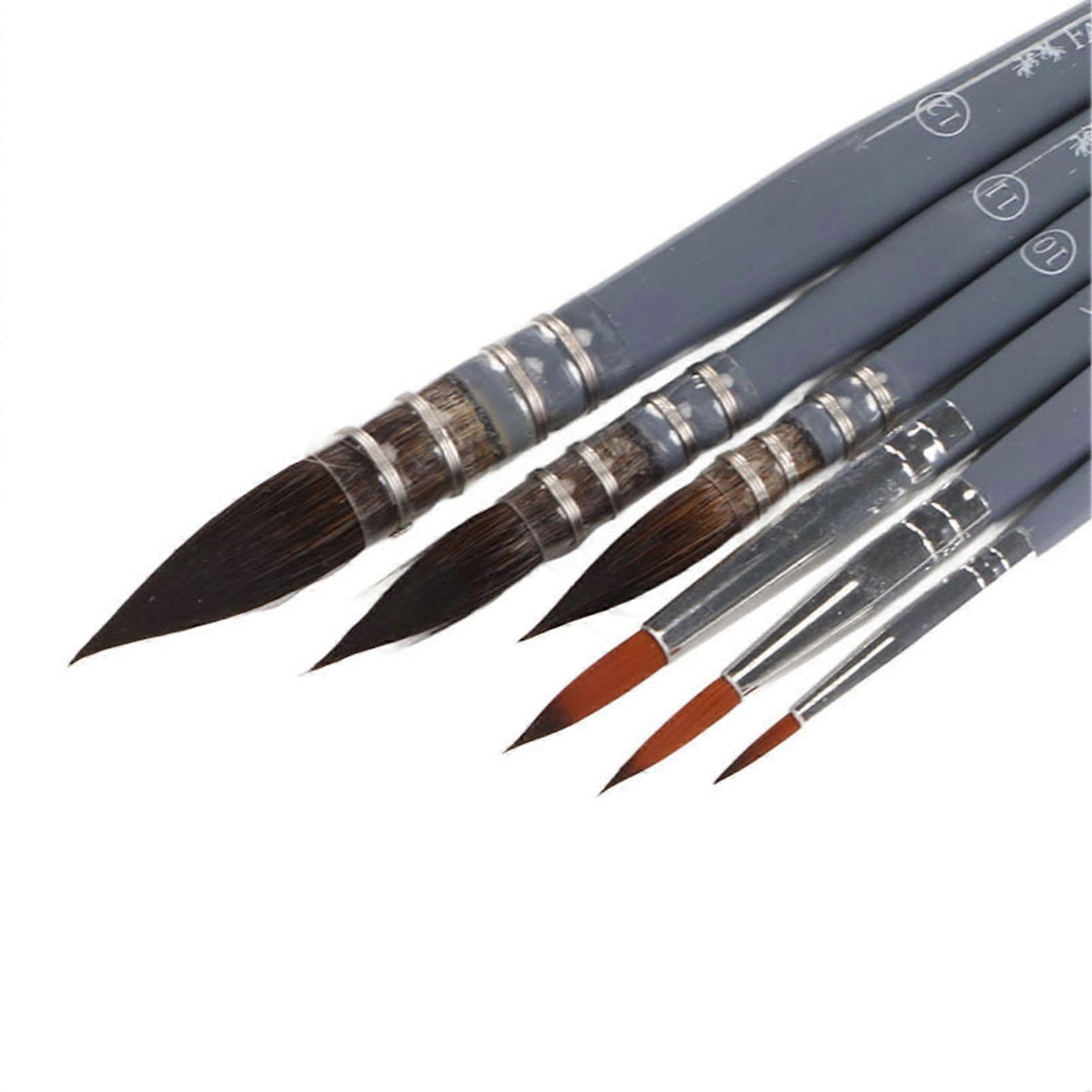 6pcs Watercolor Brush Round Pointed Tip Nylon Bristles Professional Art Painting Brush for Artist