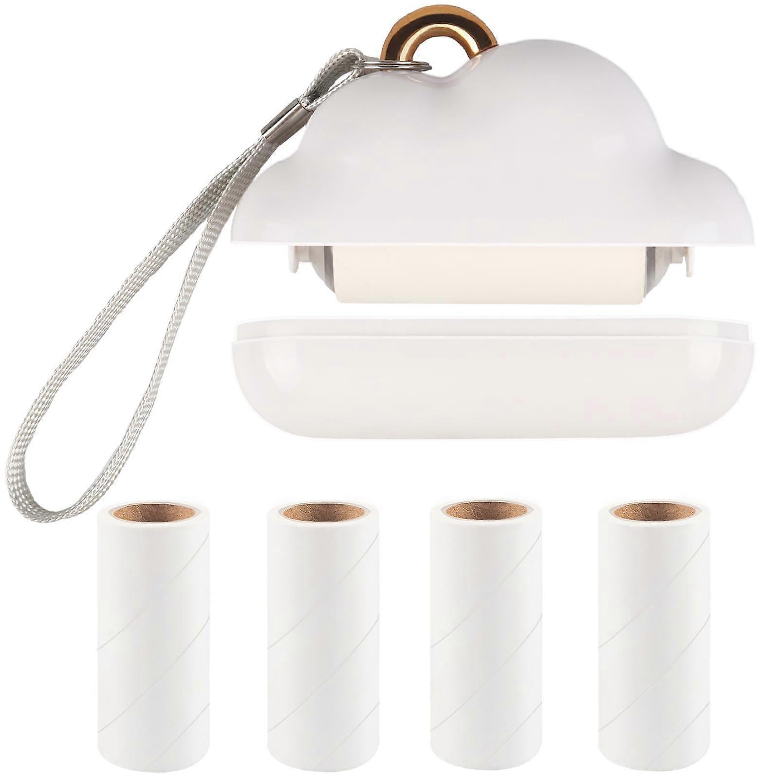 Mini Lint Roller for Pet Hair Removal - Reusable & Portable Sticky Roller for Clothes and Furniture (Travel Size, White)