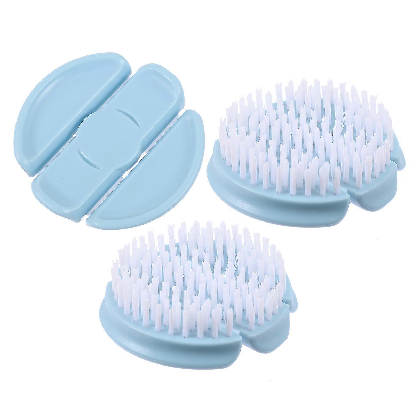 Groenteborstel Afwas Blauw 8,5x8,5cm Kunststof 3Stuks