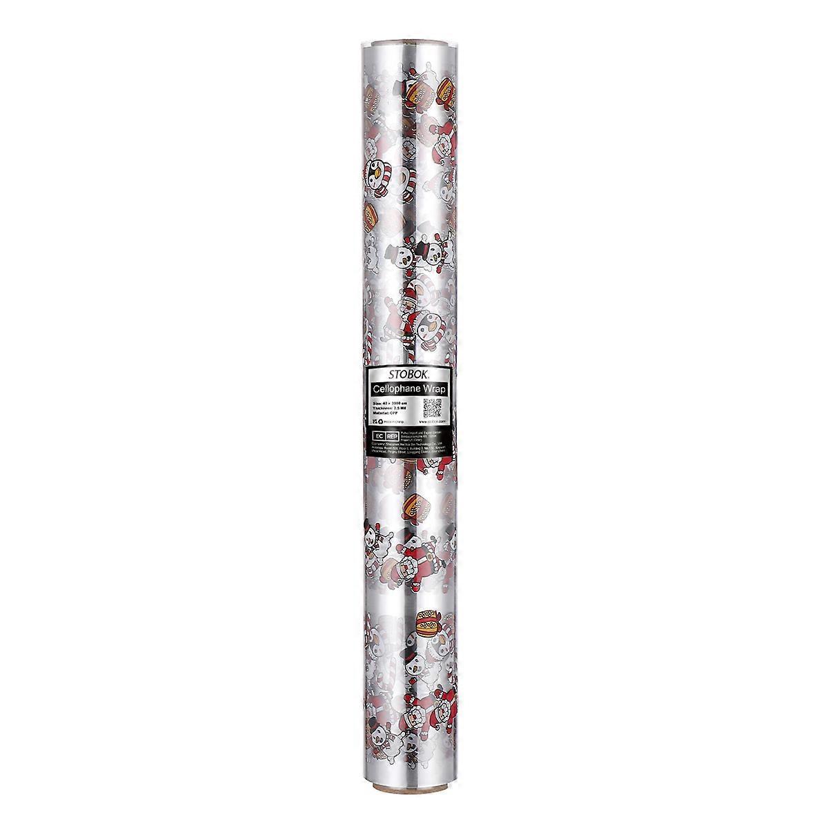 Basket Wrapping Cellophane STOBOK Cellophane Roll Santa Claus Pattern Design 3000x40cm Wrapping 1 Set