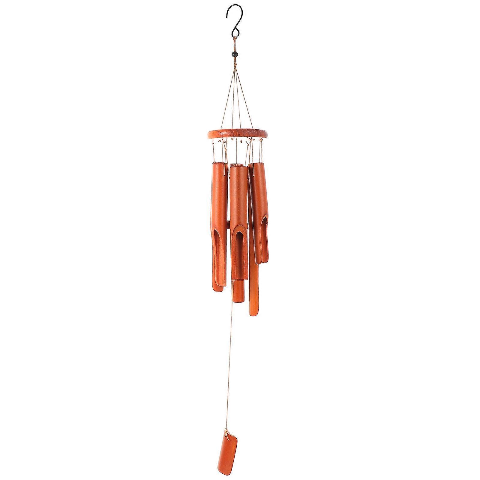 Rustic Wind Chimes Bamboo Material Melodious Sound Home Decor Outdoor Use Rectangular Shape 1Set