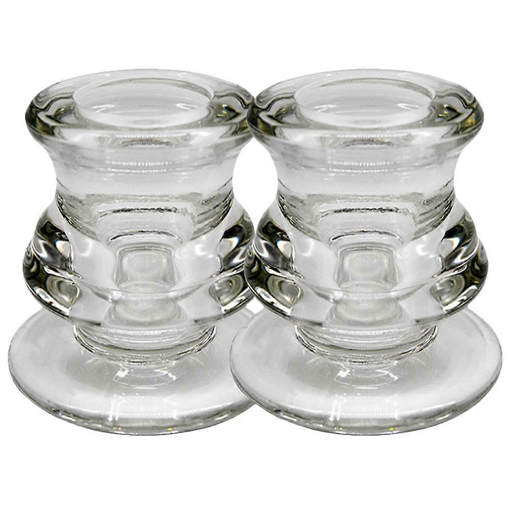 2pcs Glass Candle Holders for Decoration with Stable Base Transparent Suitable for Various Candles