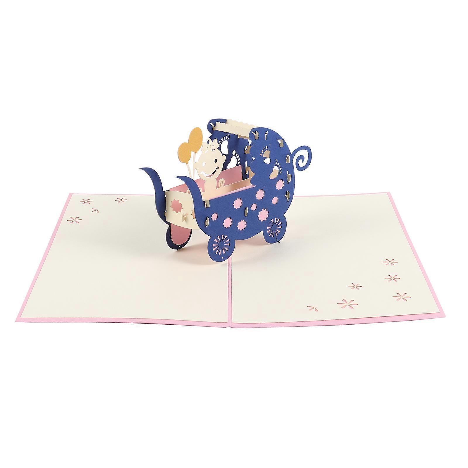 Shower Greeting Card for Newborn – Handmade Pop Up Congratulations Card with Blank Message Space for Celebrations