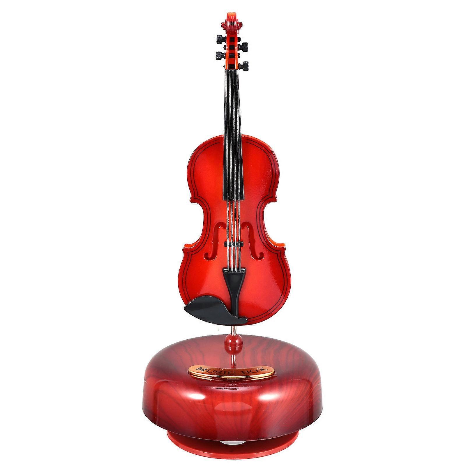 Brown Violin Music Box Decoration Adornment ABS Material for Home Decor Compact Size