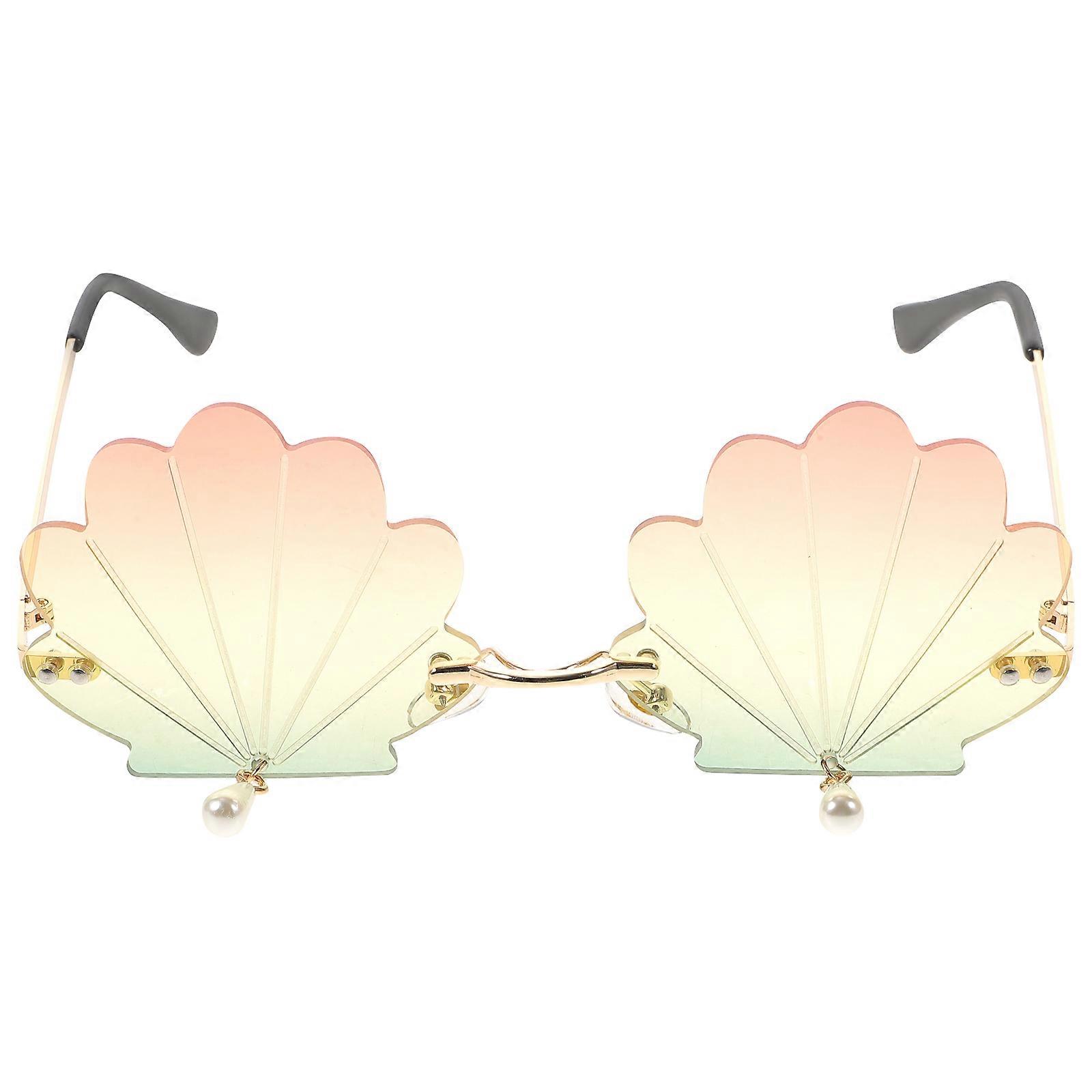 Frameless Seashell Sunglasses Unique Design For Retro Parties Stage Performances And Carnivals 1Pack
