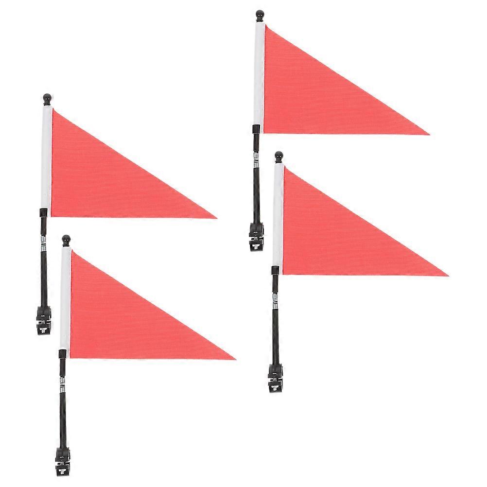 Red Bike Handlebar Safety Flag for Decoration Easy to Install and Remove Polyester Metal 4 Sets