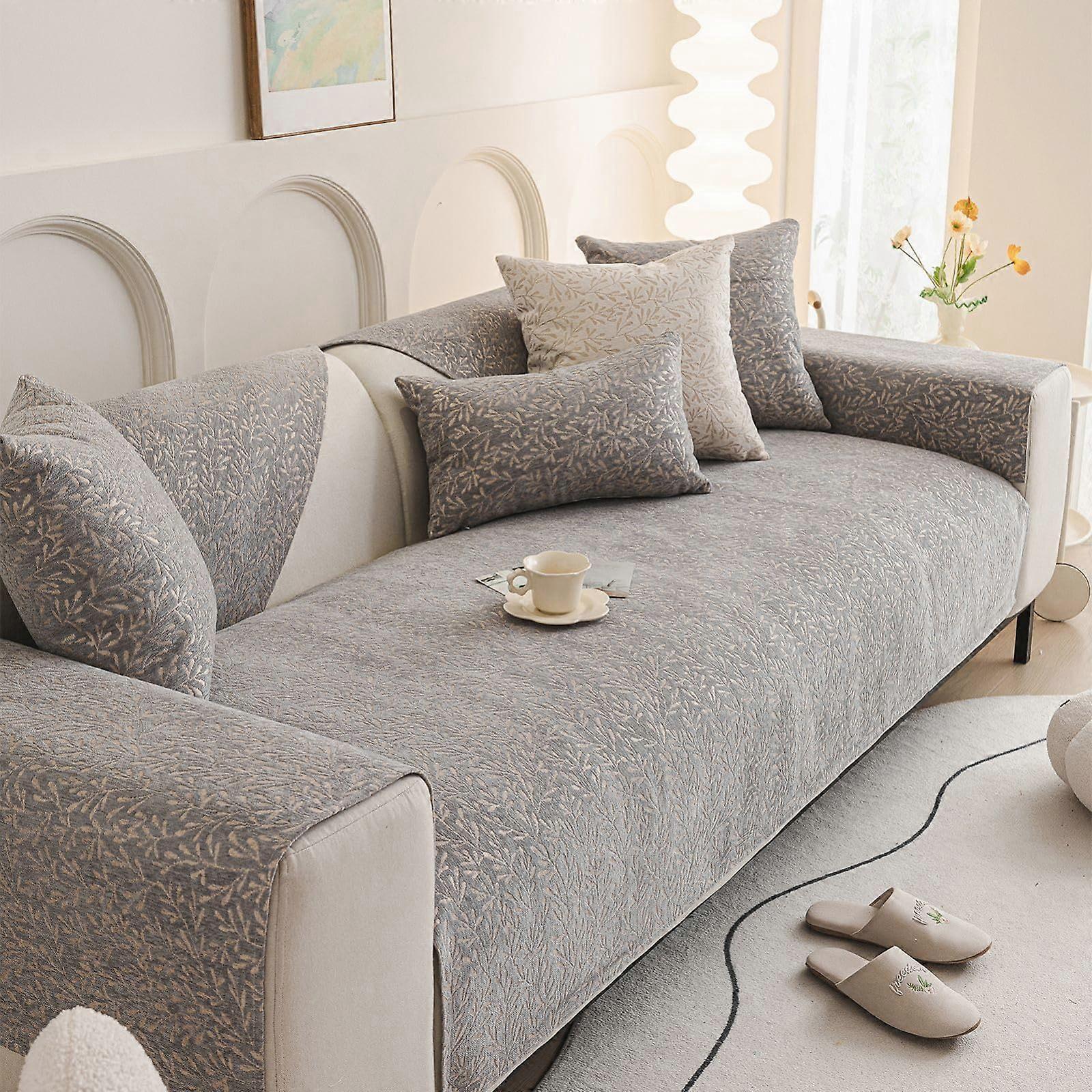 AntiSlip Sofa Cover, Soft Jacquard Cushion, AntiCat Claw Protector for Sofa, Machine Washable (B, 110x210)