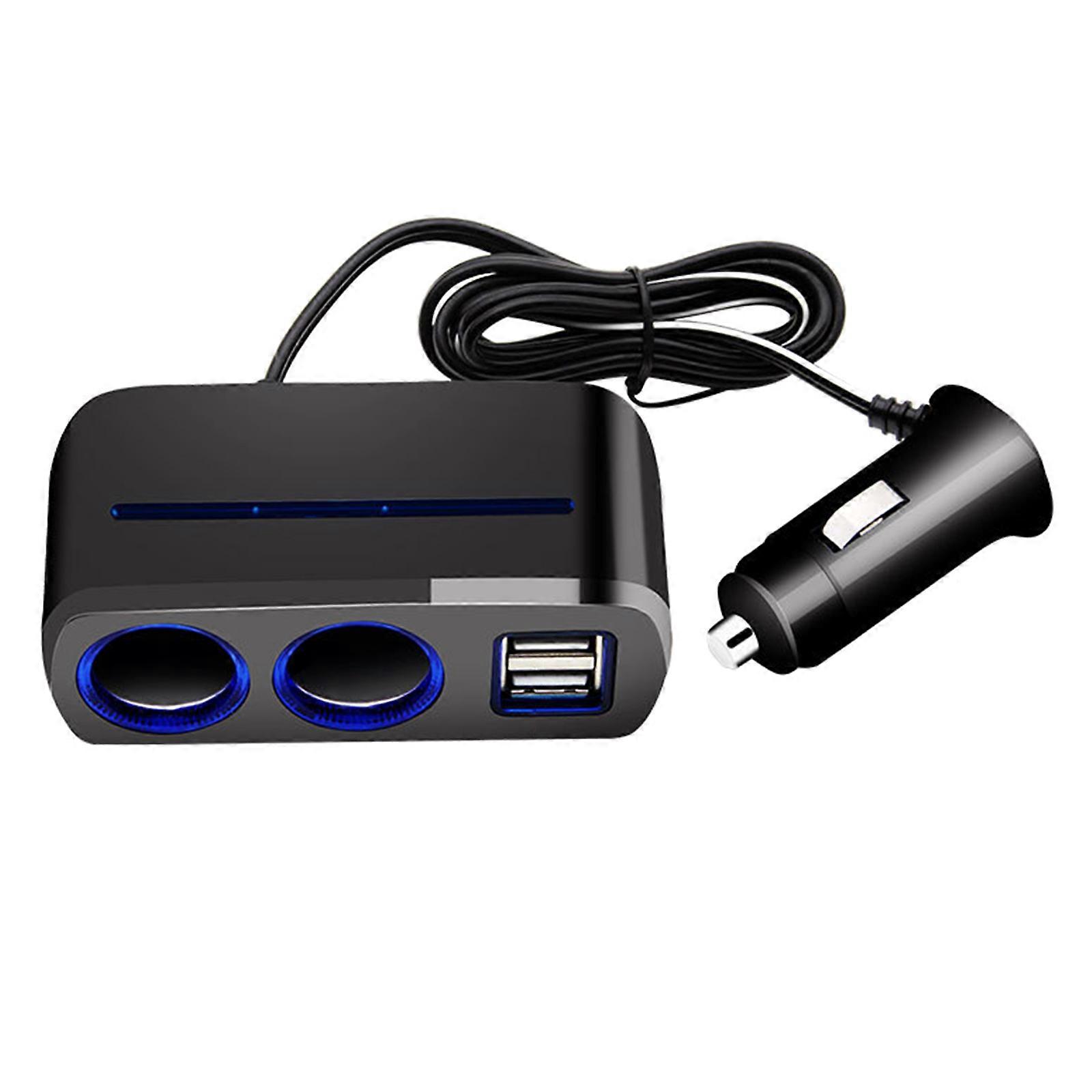 Multiple Device Car Cigarettes Lighter Splitter with 2 USB Port, Fast Charging Adapter for Phones Multicolor