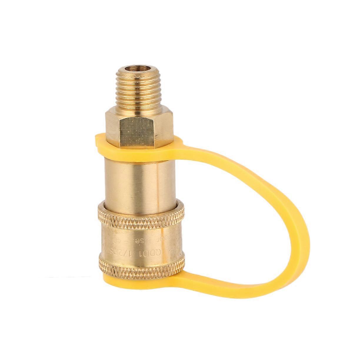 Durable Brass Quick Connector with Shutoff Valve for Easy Connect Disconnect for RV and Camping Appliances 1/4 Inch