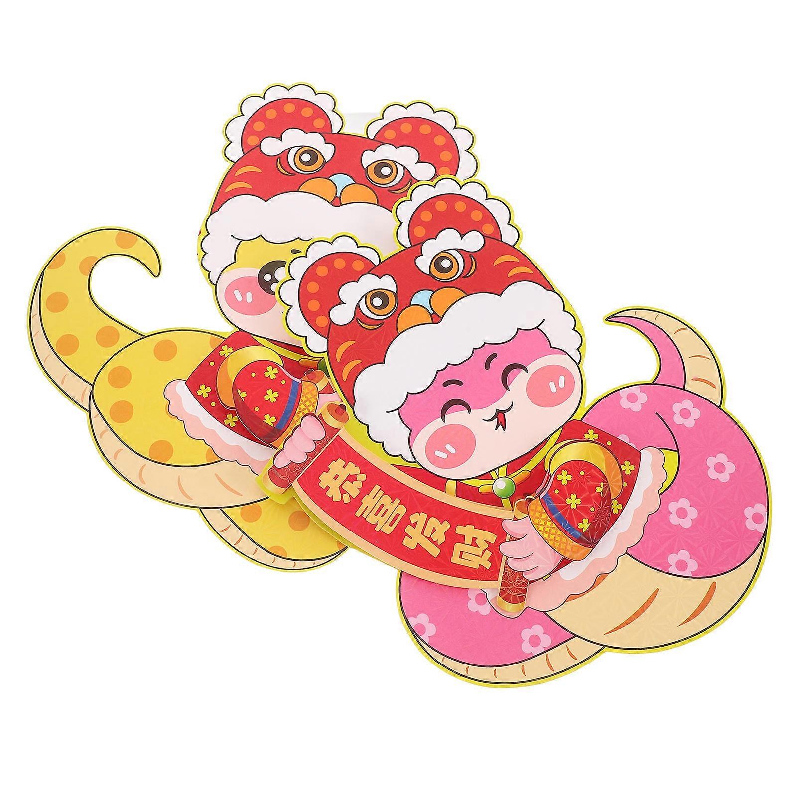 チャイニーズニューイヤーデコレーションドアサイン春節2025年お祝いヘビテーママルチカラー段ボール32.20X28.60X1.00Cm 2個
