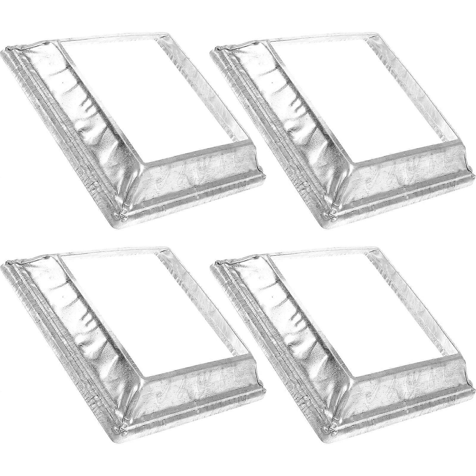 Railing Base Cover Deck Post Anchor Base Brackets Outdoor Use 15x15cm Silver Sturdy Texture 4Pcs