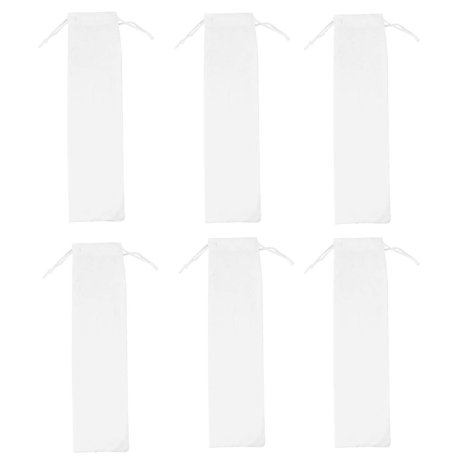 Cotton Linen Tableware Storage Bag with Drawstring for Safe and Cutlery Storage White