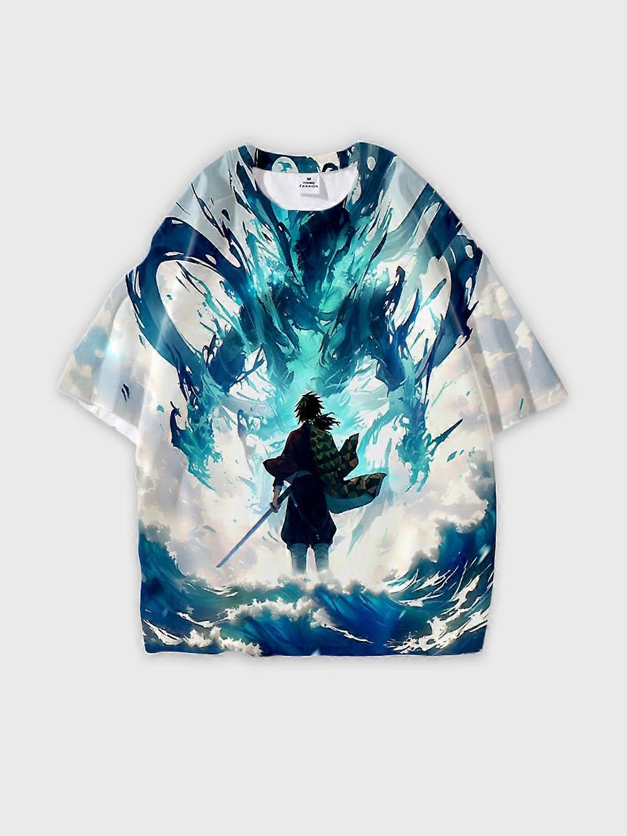 T-shirt round neck Character Pattern loose short sleeve P3270