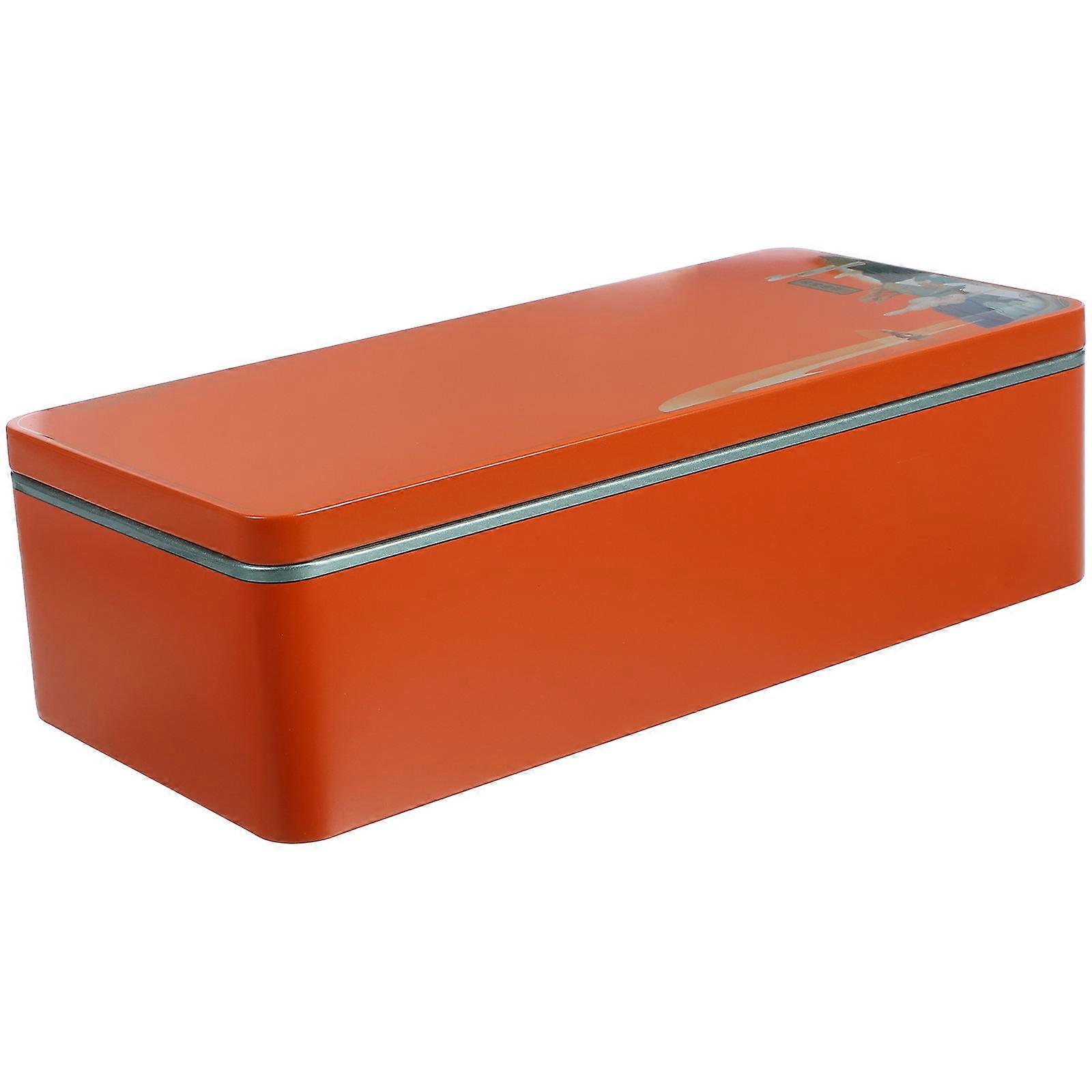 Orange Tinplate Storage Jar for Tea Leaves and Candies 7.87 x 5.51 Inches