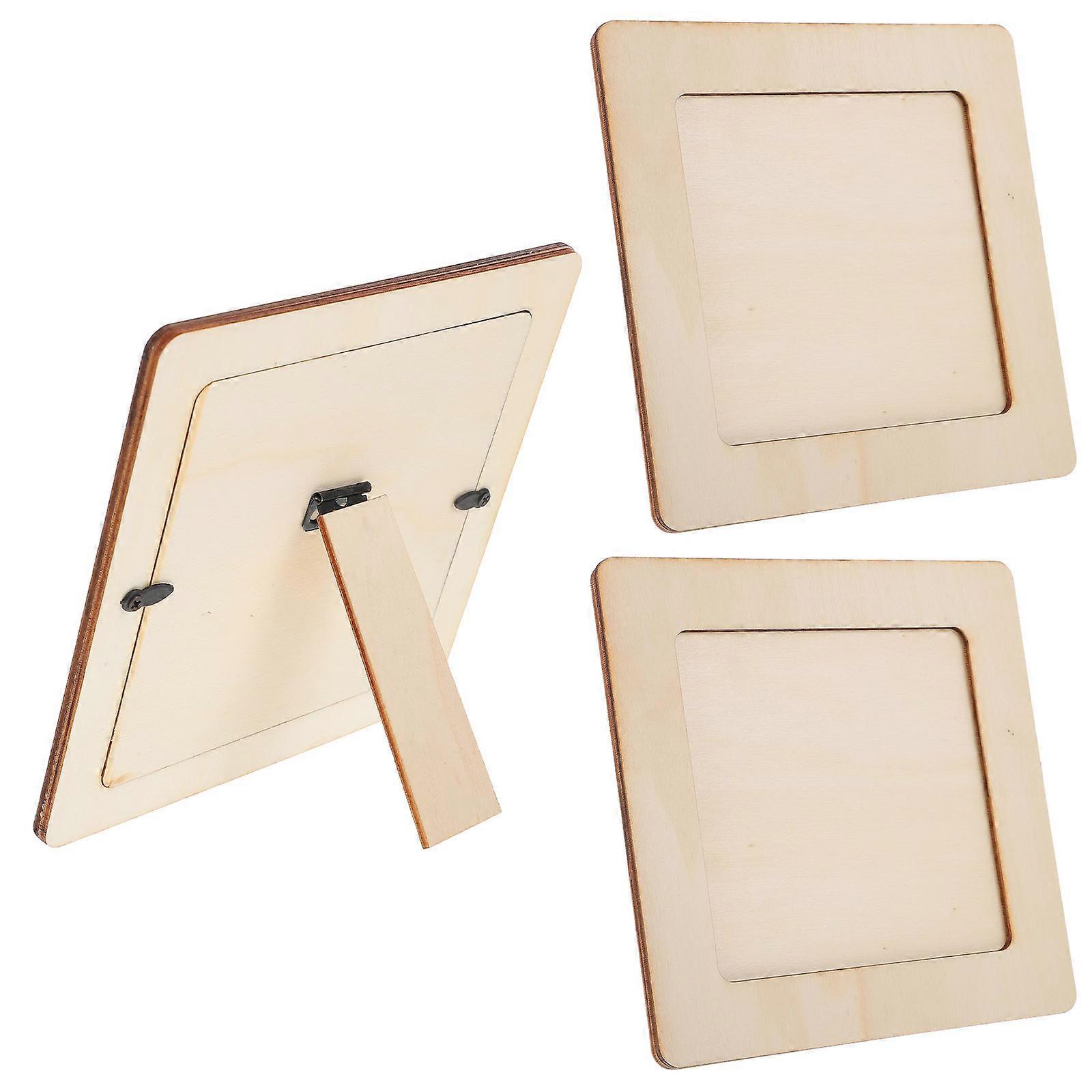 Educational Toy Unfinished Wood Picture Frame DIY Nursery Outer Frame Diameter 6.5CM 3Pcs