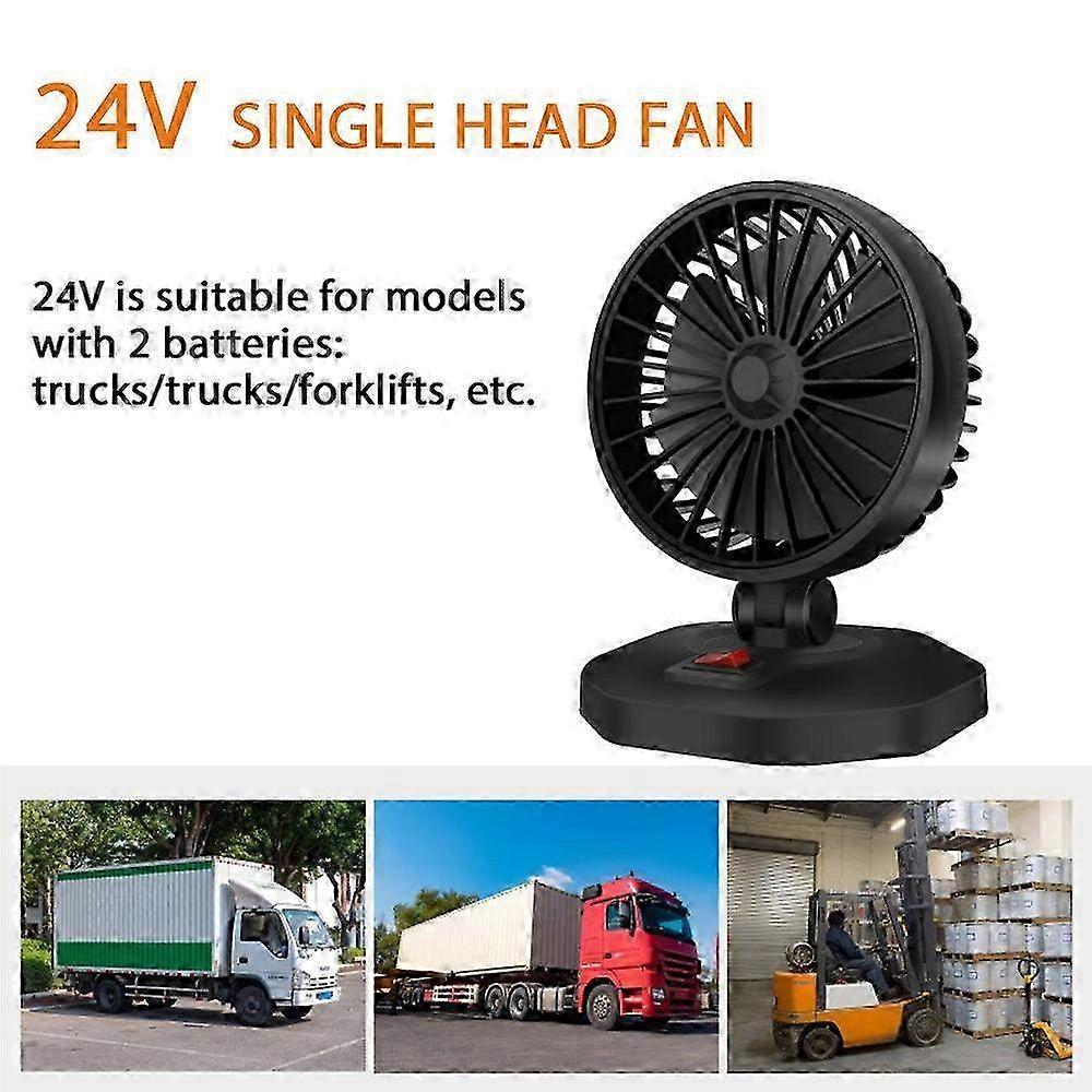 12V/24V Dual Head Car Fan with 360° Rotation & 3 Speed Settings - Quiet USB Portable Air Cooling Accessory for Vehicle Interior