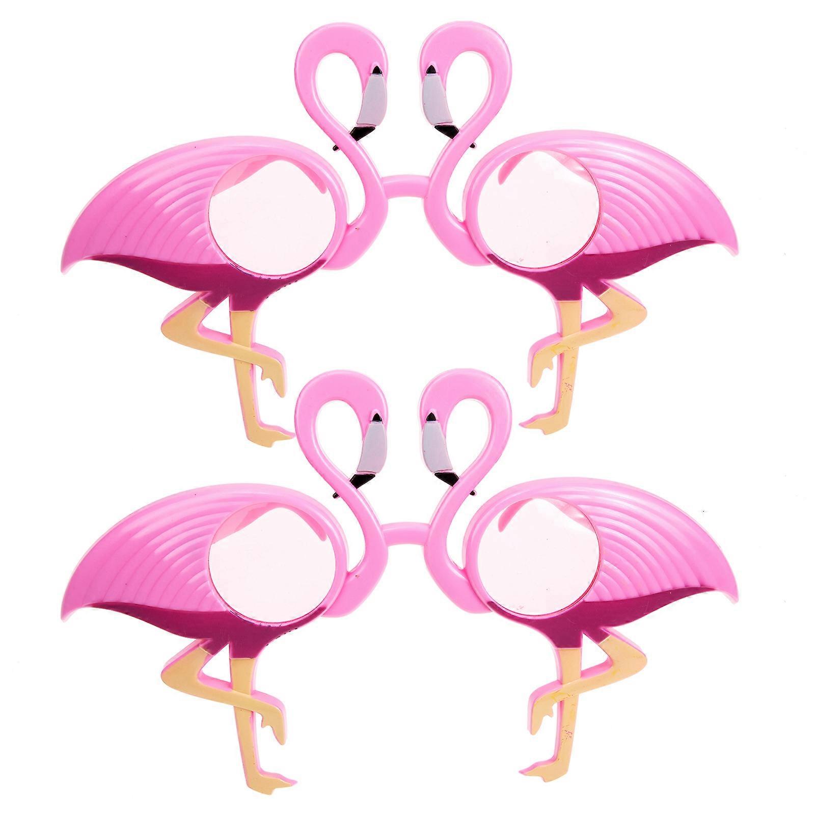2 Pairs Hawaiian Flamingo Party Glasses Unique Costume Eyewear for Favors & Photo Booth Props for Adults
