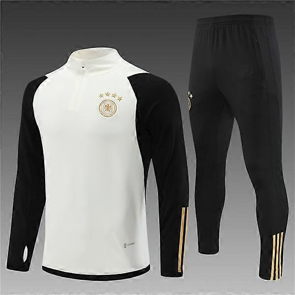 22-23 Neu Deutsches Team Erwachsene / Kinder Langarm Trikotanzug Weiß 16#