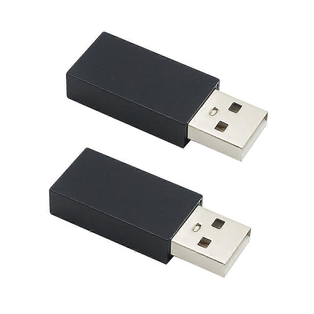 USB Extension Cable Adapter 2Pcs for Data Protection Computer Use Black Aluminium Alloy Shell Block Data Transmission