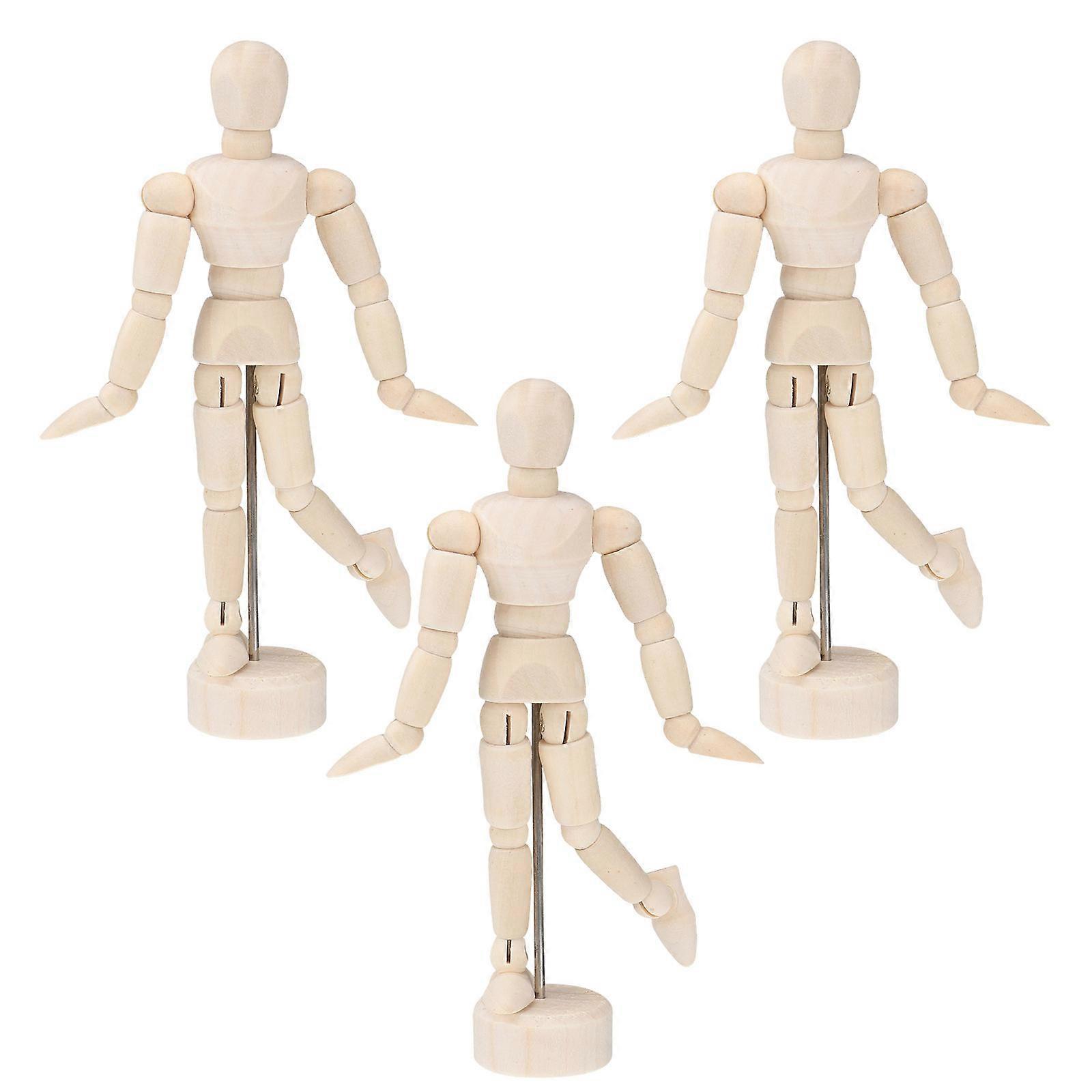 Wooden Figure model for Drawing 4.5 Inches Beige Plastic Articulated Poseable Mannequin Suitable for Artists