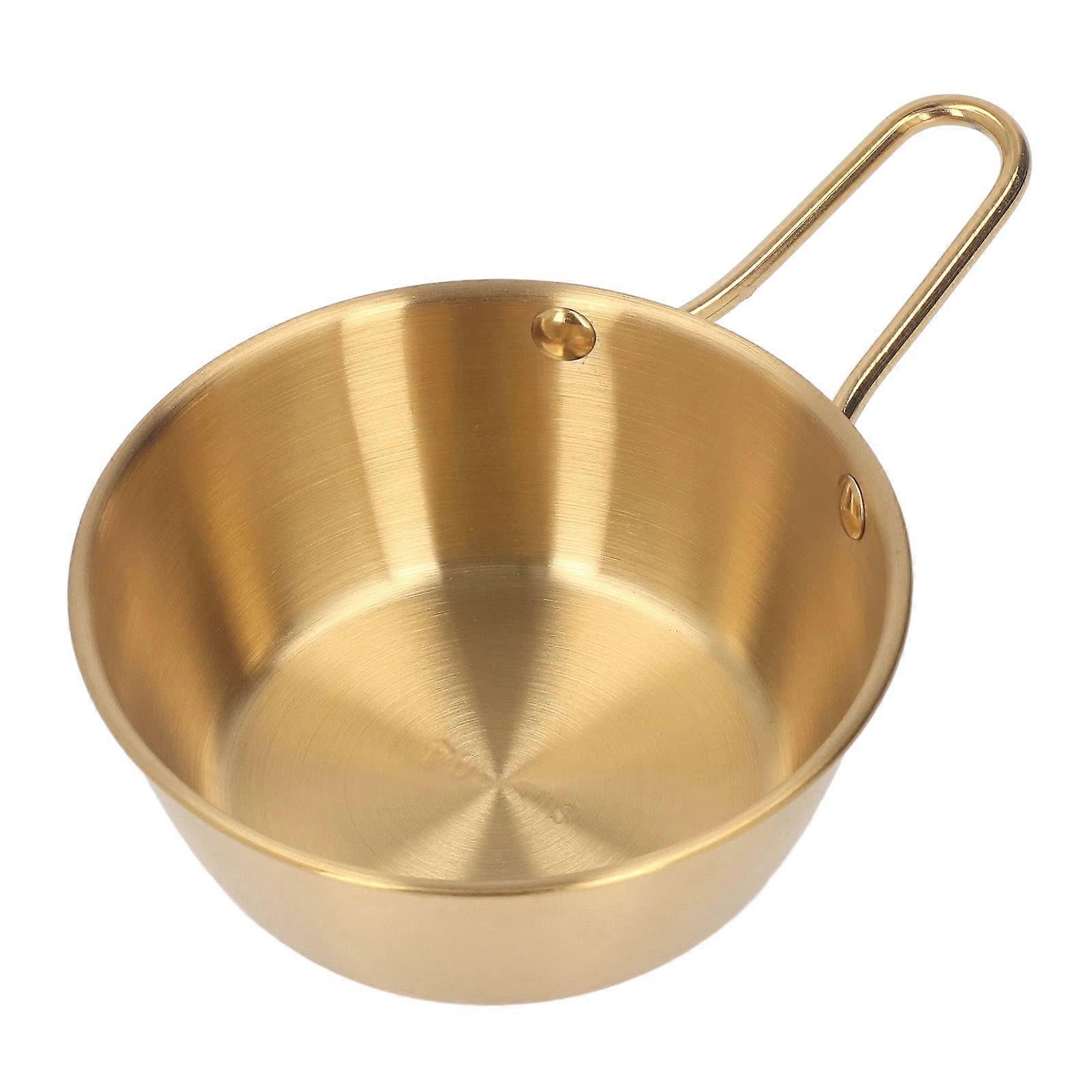 Stainless Steel AntiScalding Bowl With Handle, Simple Design, Gold Color, 1.5 L Capacity For Ramen, Soup, Camping