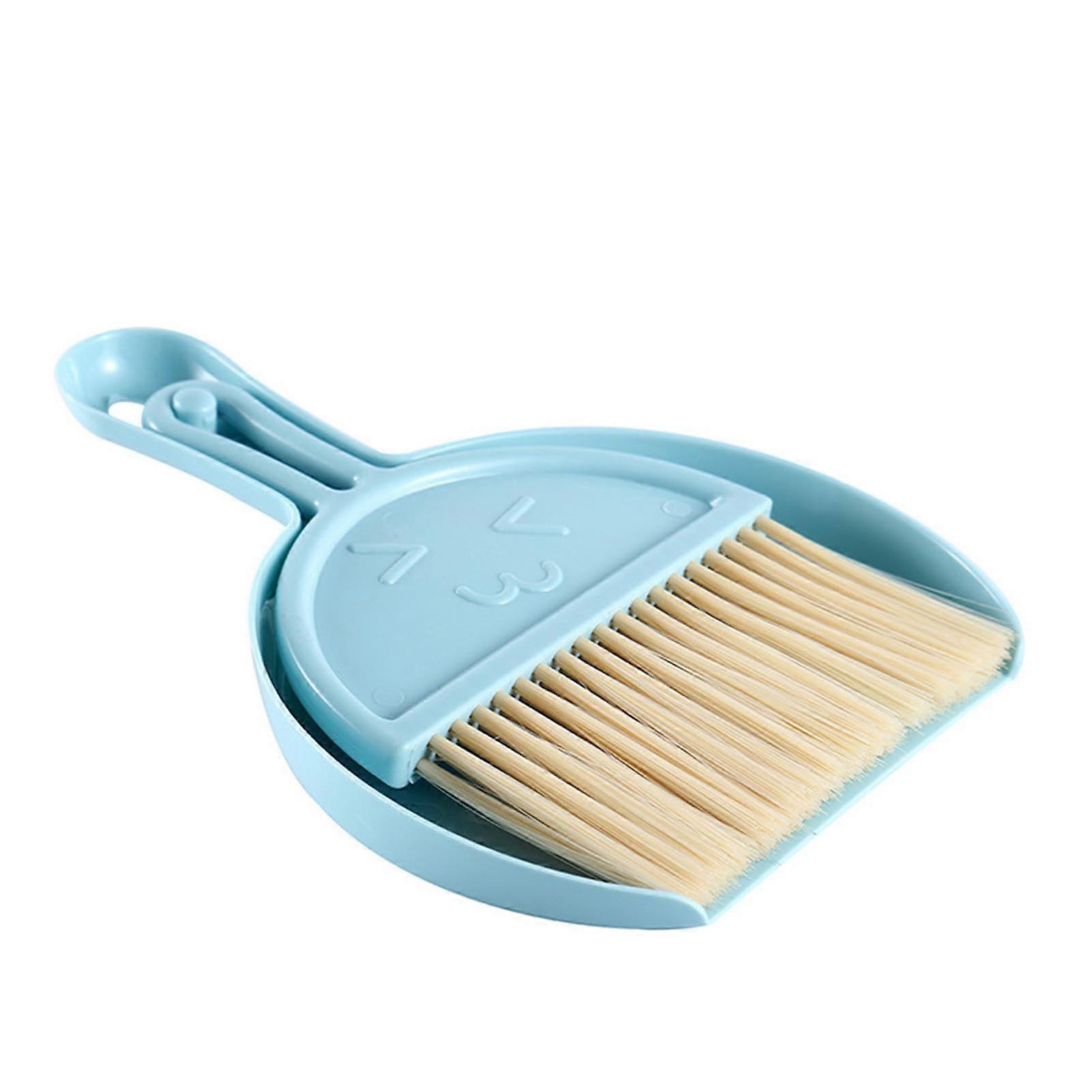 Mini Broom Set Desktop Cleaning Tool Small Broom With Dustpan Keyboard Cleaning Brush Blue
