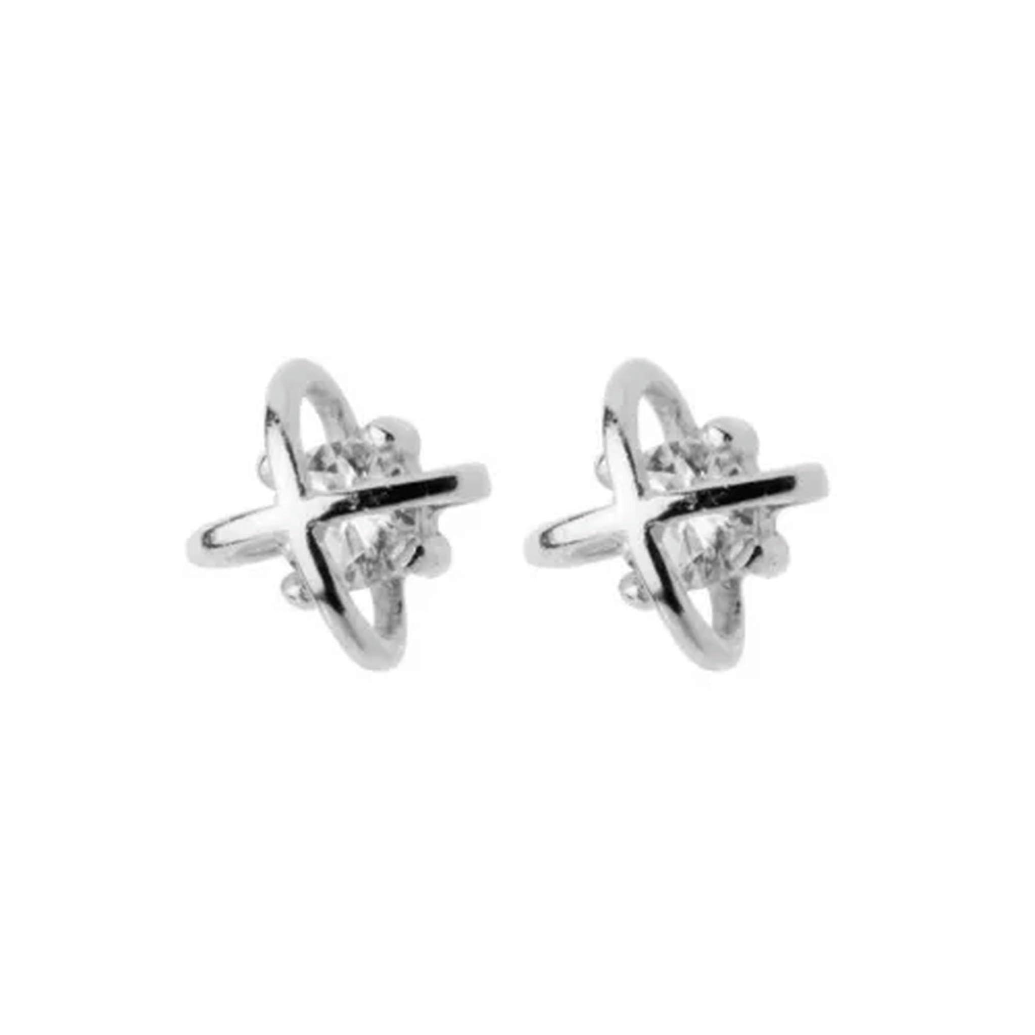 Tiny 925 silver ear studs with clear zirconia A1127silver