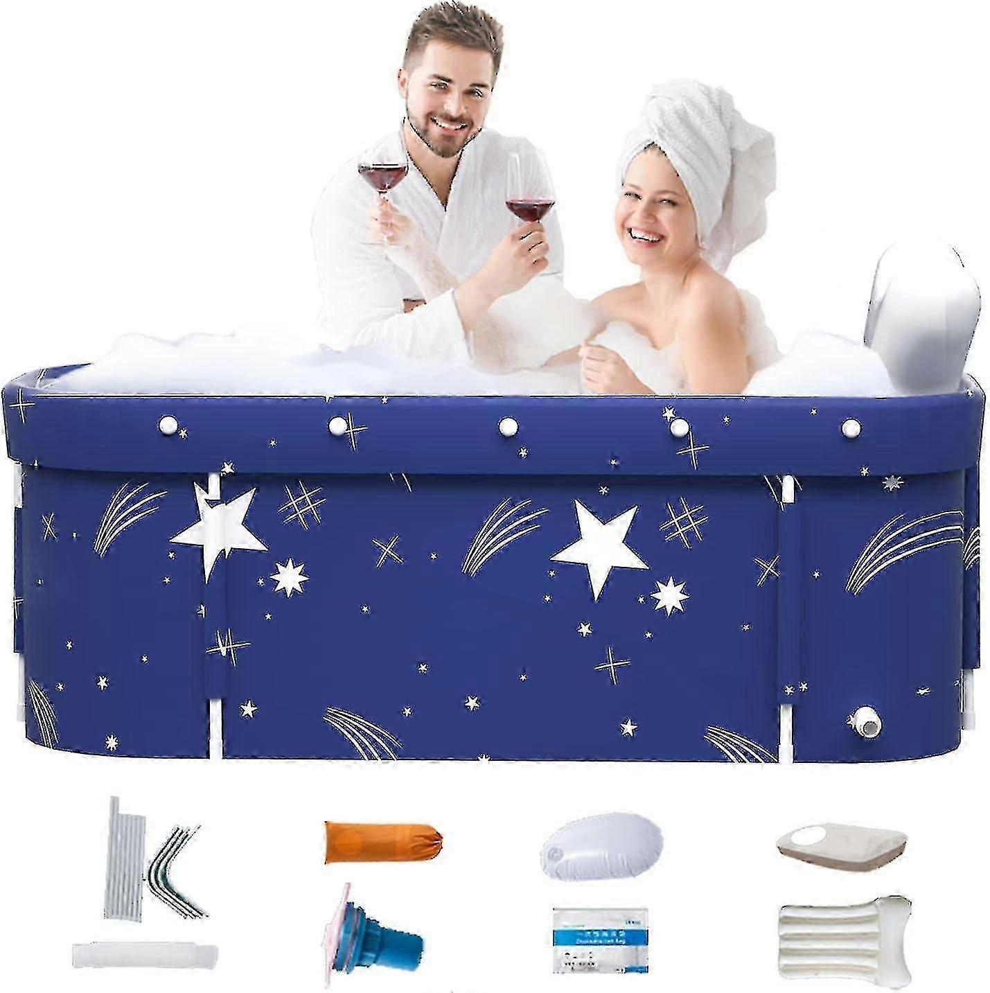 Portable Foldable Bathtub For Adult Kids Soaking Bathtub For Spa, Efficiently Maintaining Temperature 120x55x50cm