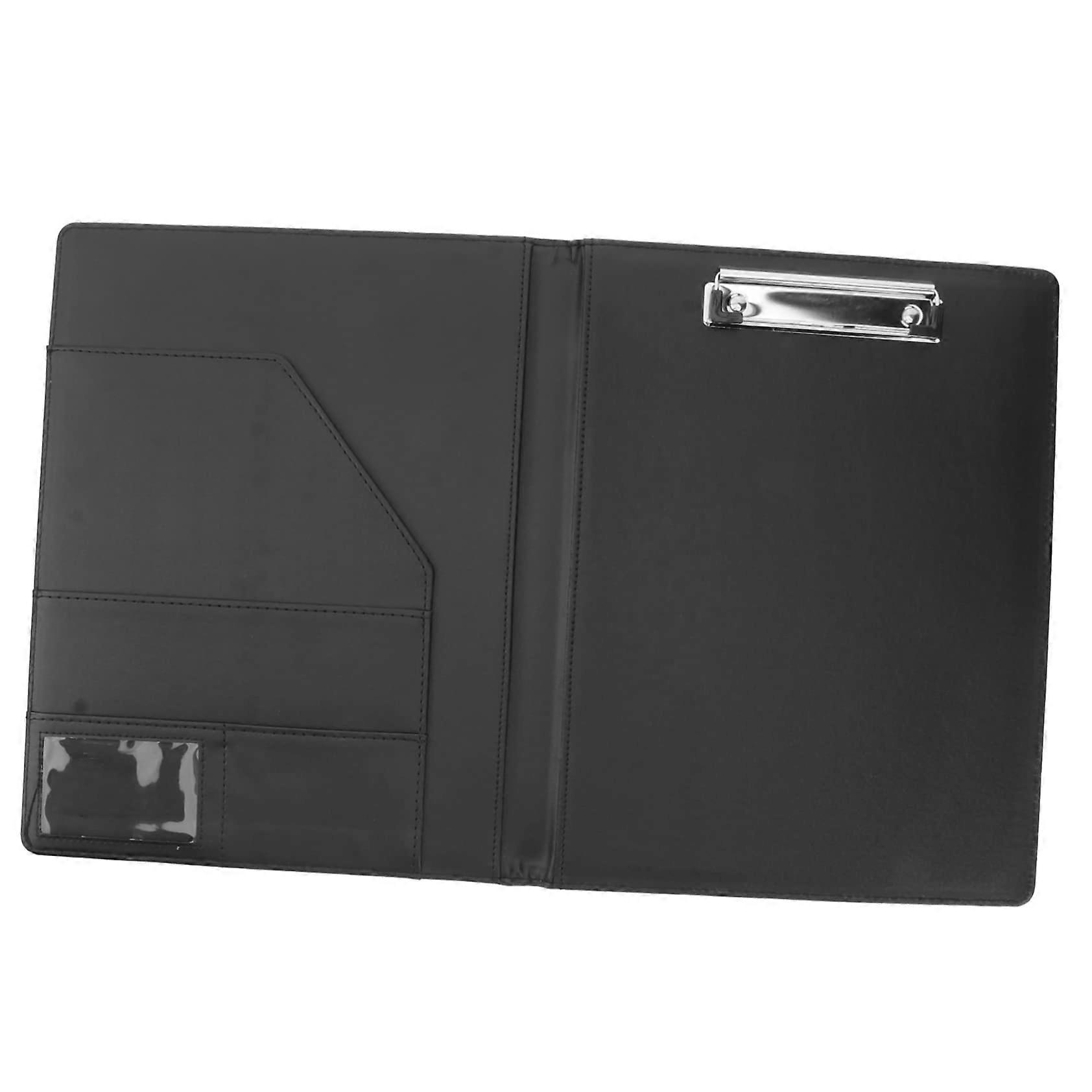 Multifunctional Leather Document Folder With Clipboard And Notepad Elegant Black Office And School Organizer