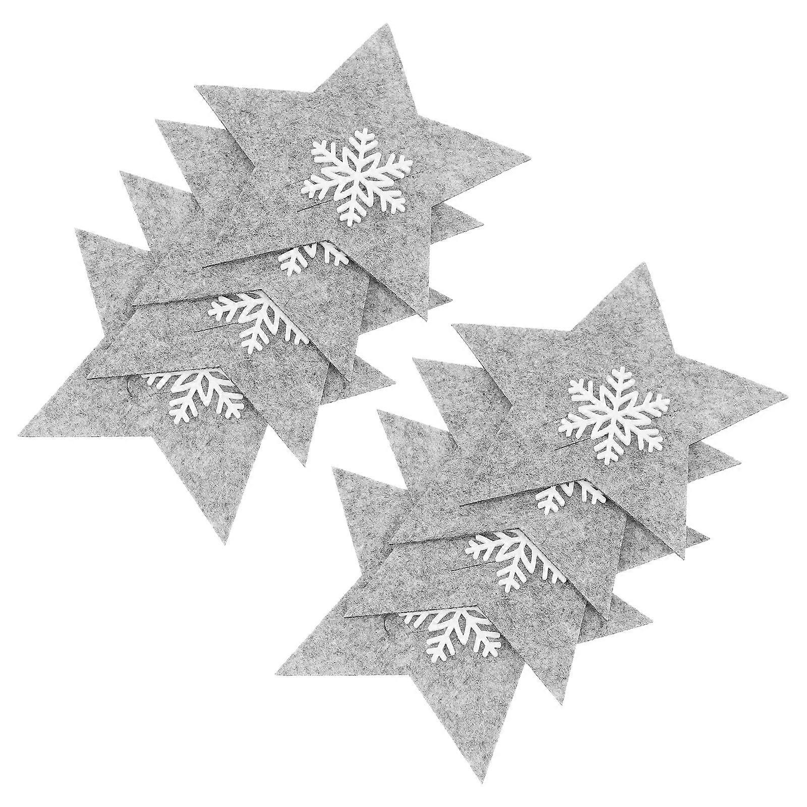 Eight Pcs Five-Pointed Star Cutlery Holder Set For Christmas Party Table Decoration In Grey Color With Classic Design