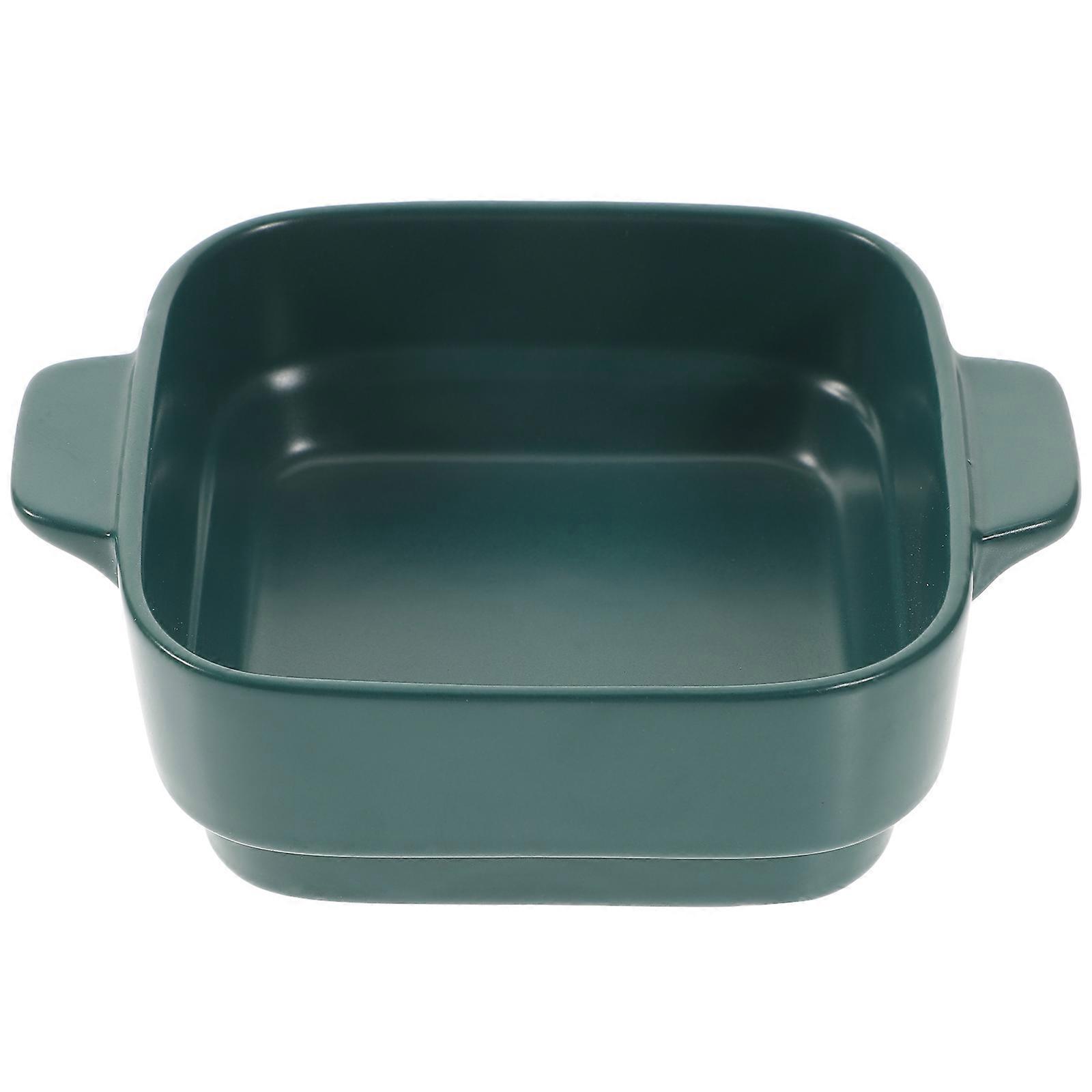 Baking Trays For Oven 1Pc Ceramic Binaural Baking Tray Grey Retro Design Family Use 14.5X11.5CM Safe To Use
