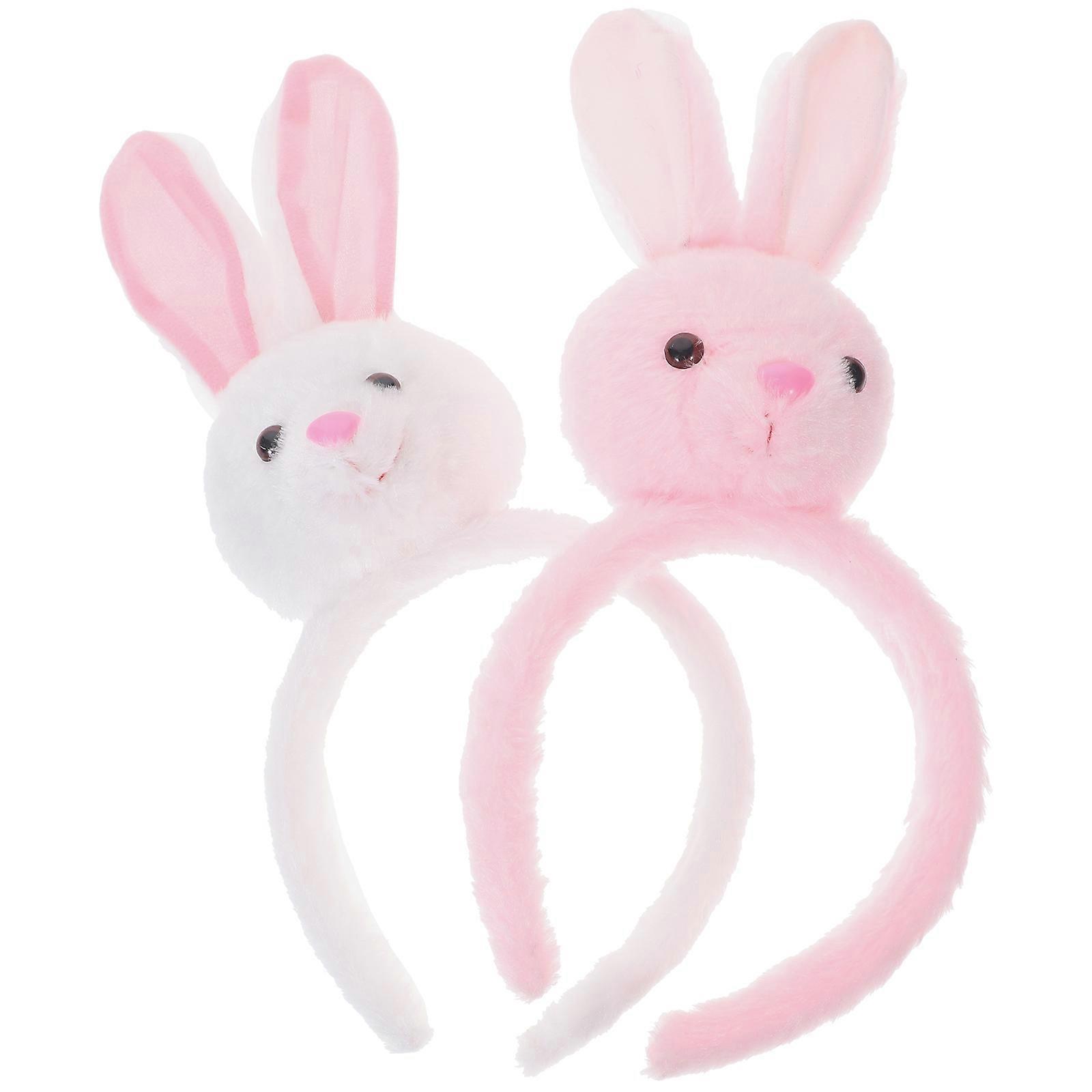 Rabbit Ear Hairband 2Pack Soft Plush Material Adjustable Accessory For Easter Parties And Birthdays