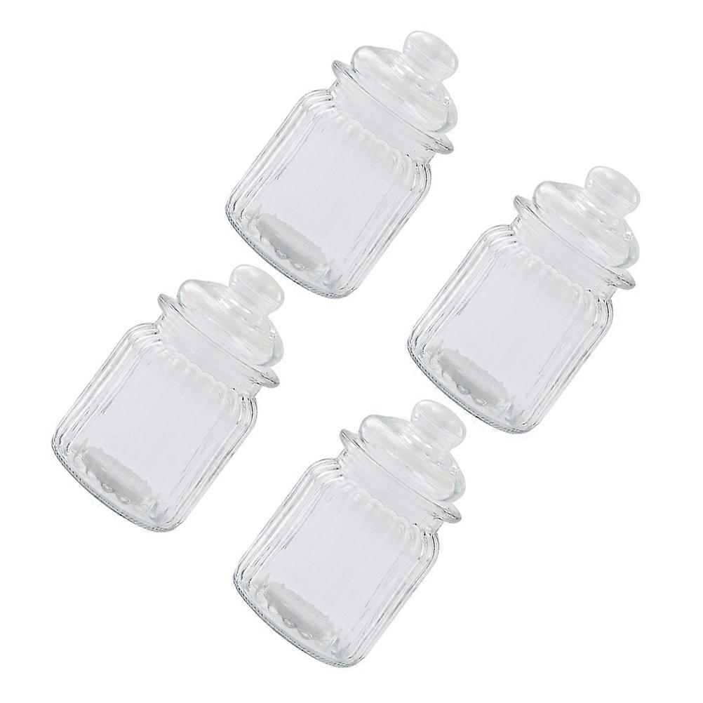 Glass Storage Canisters For Kitchen Storage 230ml Compact Size 4Pcs